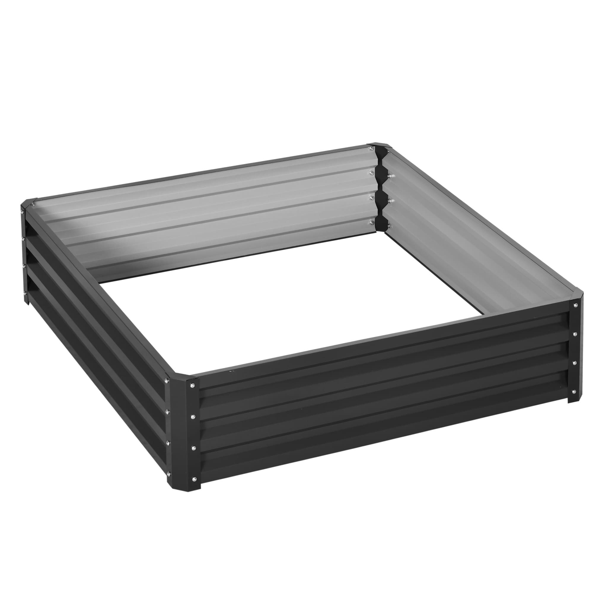 Outsunny Raised Garden Bed Box with Weatherized Steel Frame for Vegetables, Flowers, & Herbs, 120 x 120 x 30cm, Grey | Aosom UK