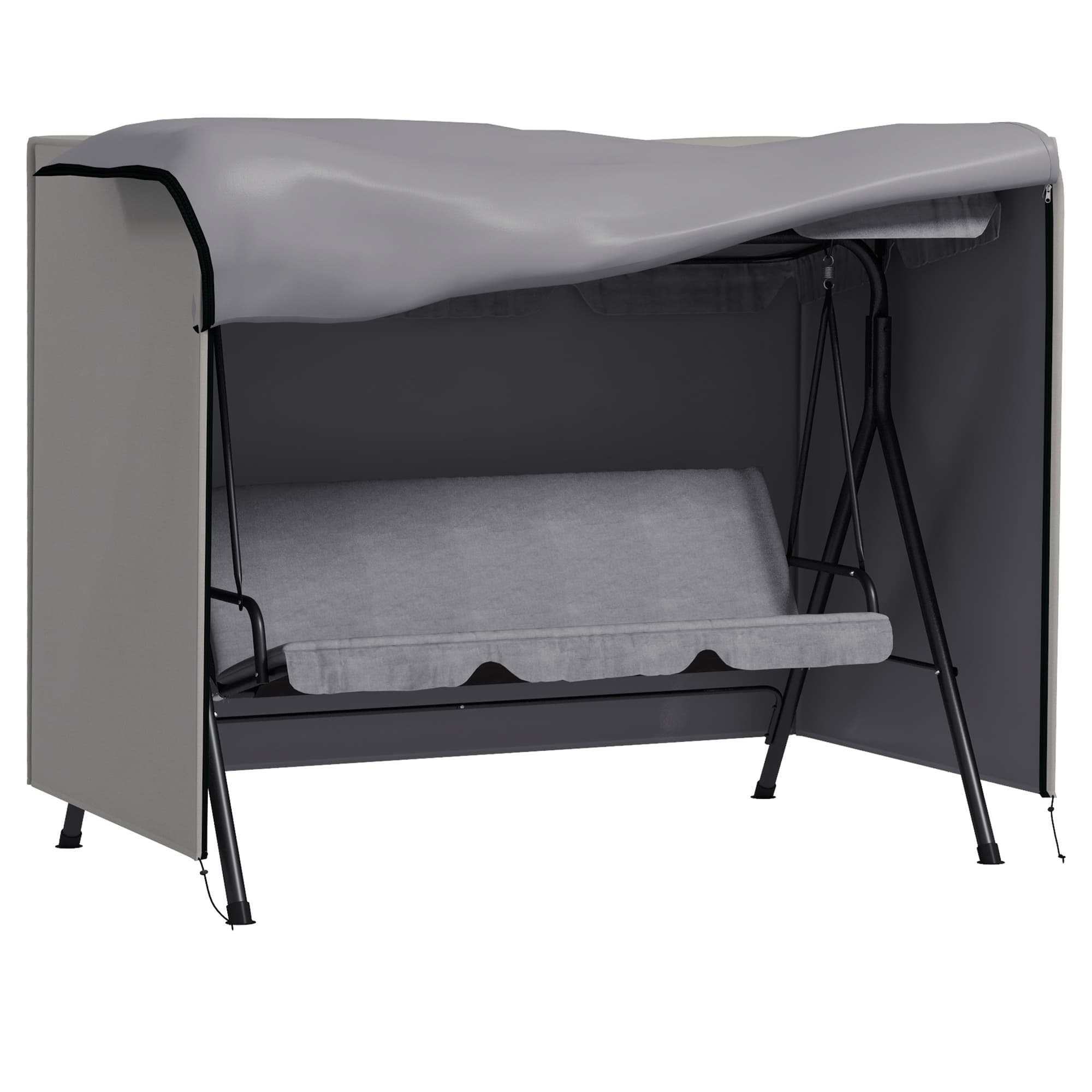 Outsunny 205 x 124cm Three-Seater Swing Chair Protective Cover Grey | Aosom UK