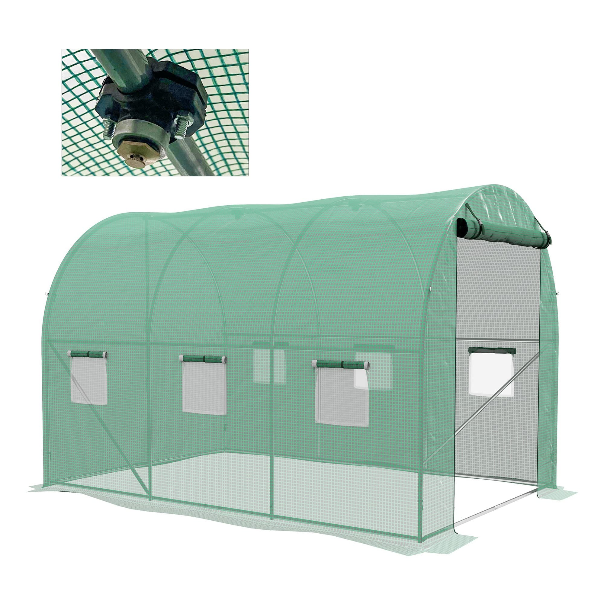 Outsunny Greenhouse, Polytunnel with Sprinkler System, 3 x 2m, Sturdy Frame, Green | Aosom UK