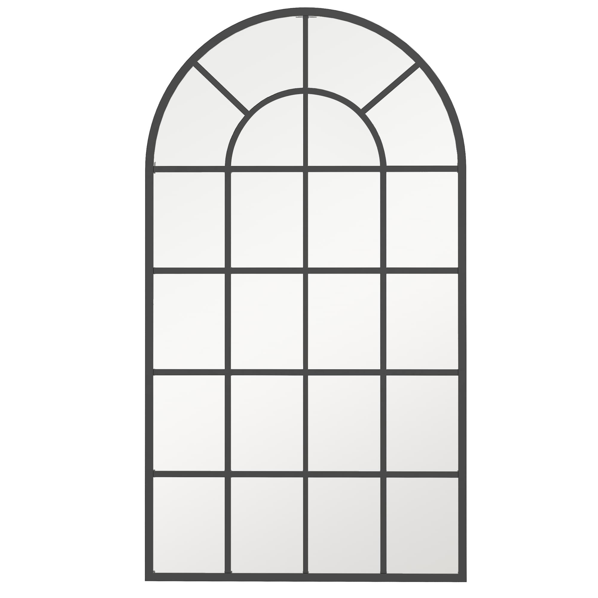 HOMCOM Arched Decorative Wall Mirror, 110 x 62 cm, Modern Design for Bedroom, Living Room, Bathroom, Black | Aosom UK