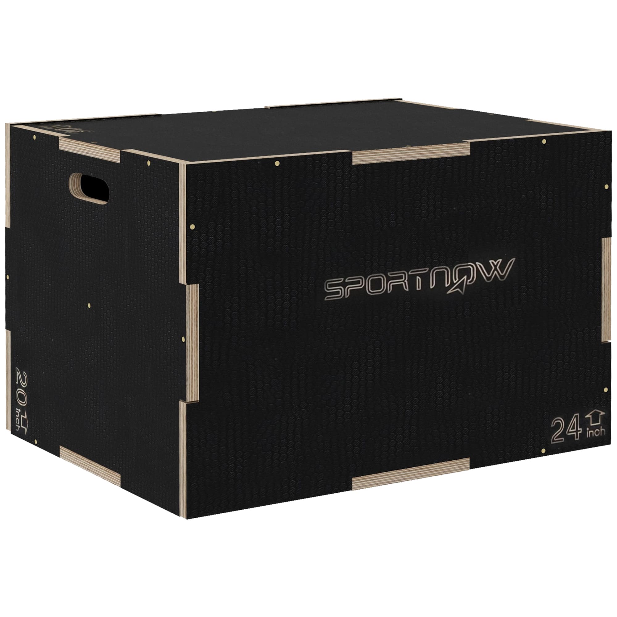SPORTNOW 3-in-1 Wooden Plyo Box, Anti-Slip Plyometric Jump Platform, Step up Exercise Box w/ Handle Openings for Home Gym Workout Training | Aosom UK