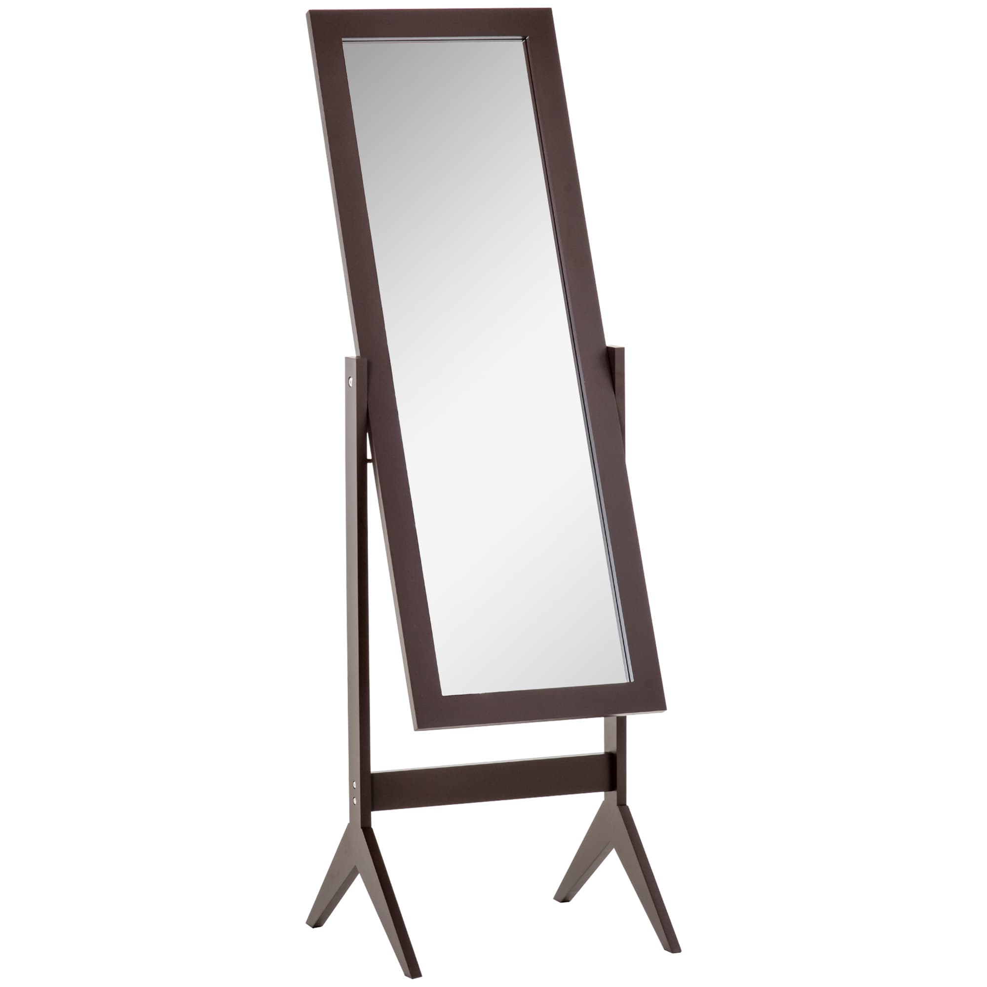 HOMCOM Dressing Mirror, Freestanding Bedroom Tall Mirror Adjustable Angle, 148x47cm, Brown | Aosom UK