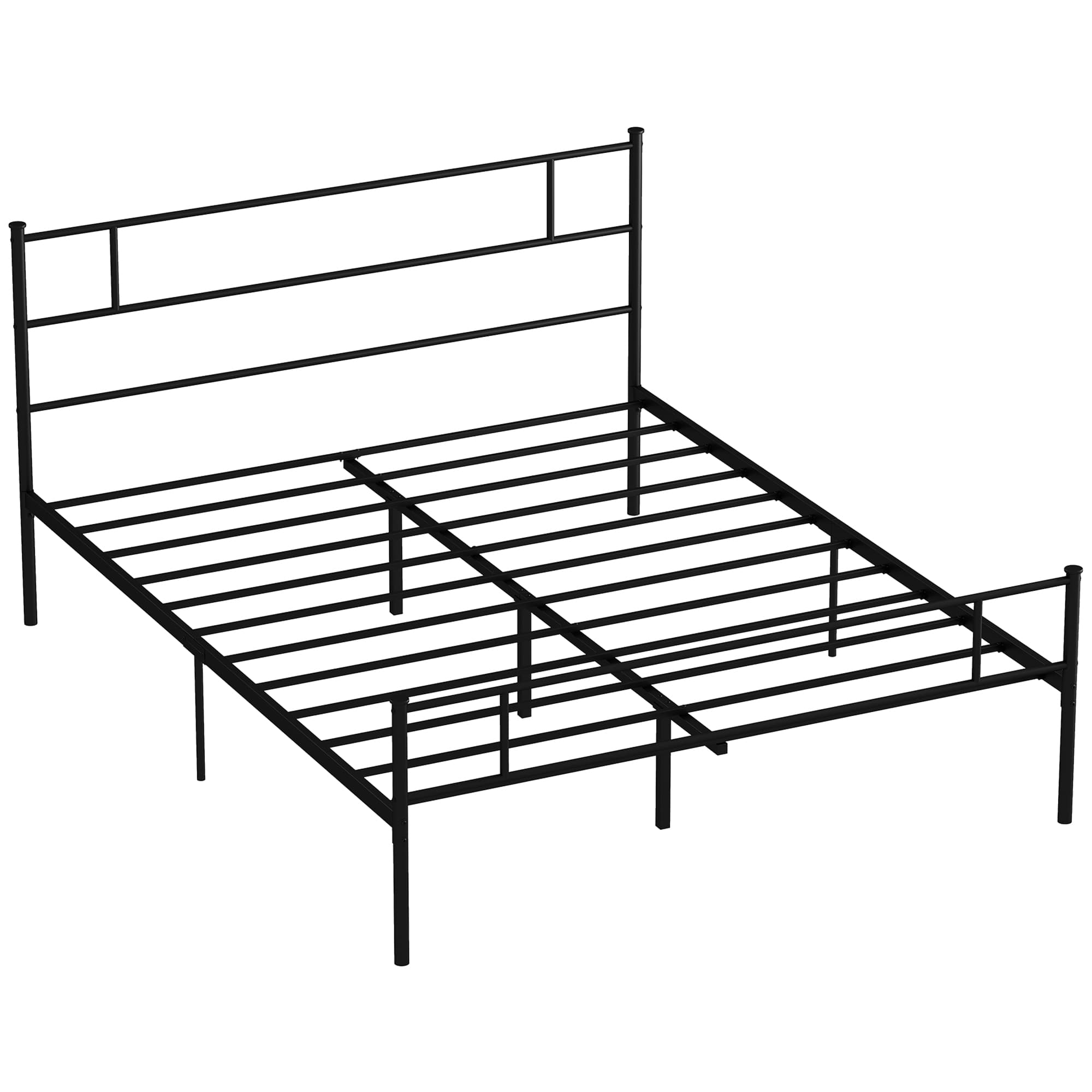 HOMCOM King Size Metal Bed Frame, Solid Bedstead with Headboard, Footboard, Metal Slat Support, Underbed Storage, Bedroom Furniture | Aosom UK