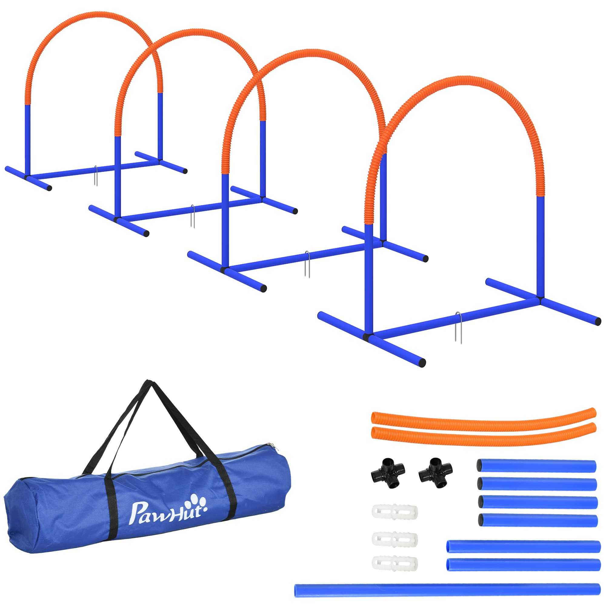 PawHut 4PCs Portable Dog Agility Equipment Blue | Aosom UK