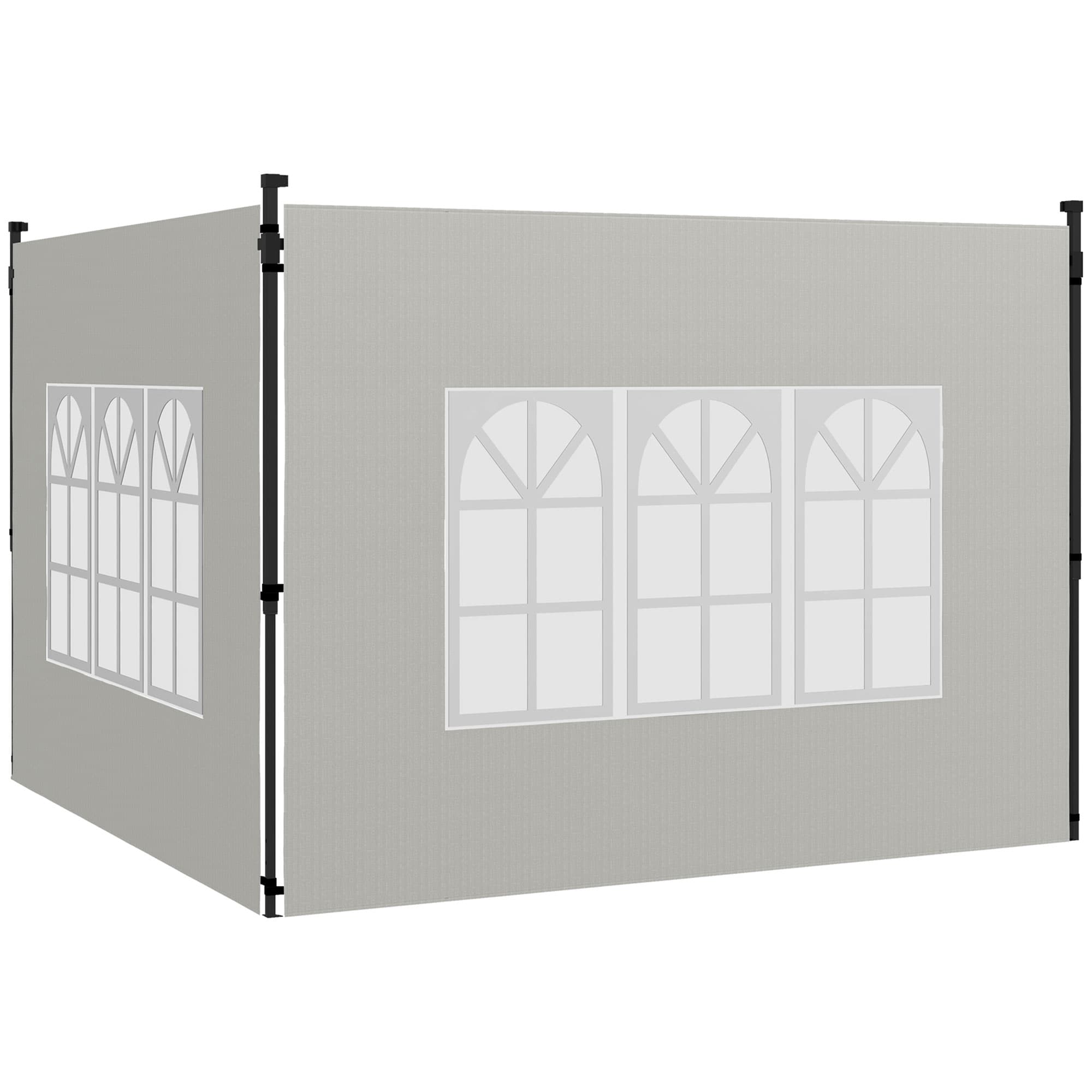 Outsunny Gazebo Side Panels, Sides Replacement with Window for 3x3(m) or 3x6m Gazebo Canopy, 2 Pack, White | Aosom UK