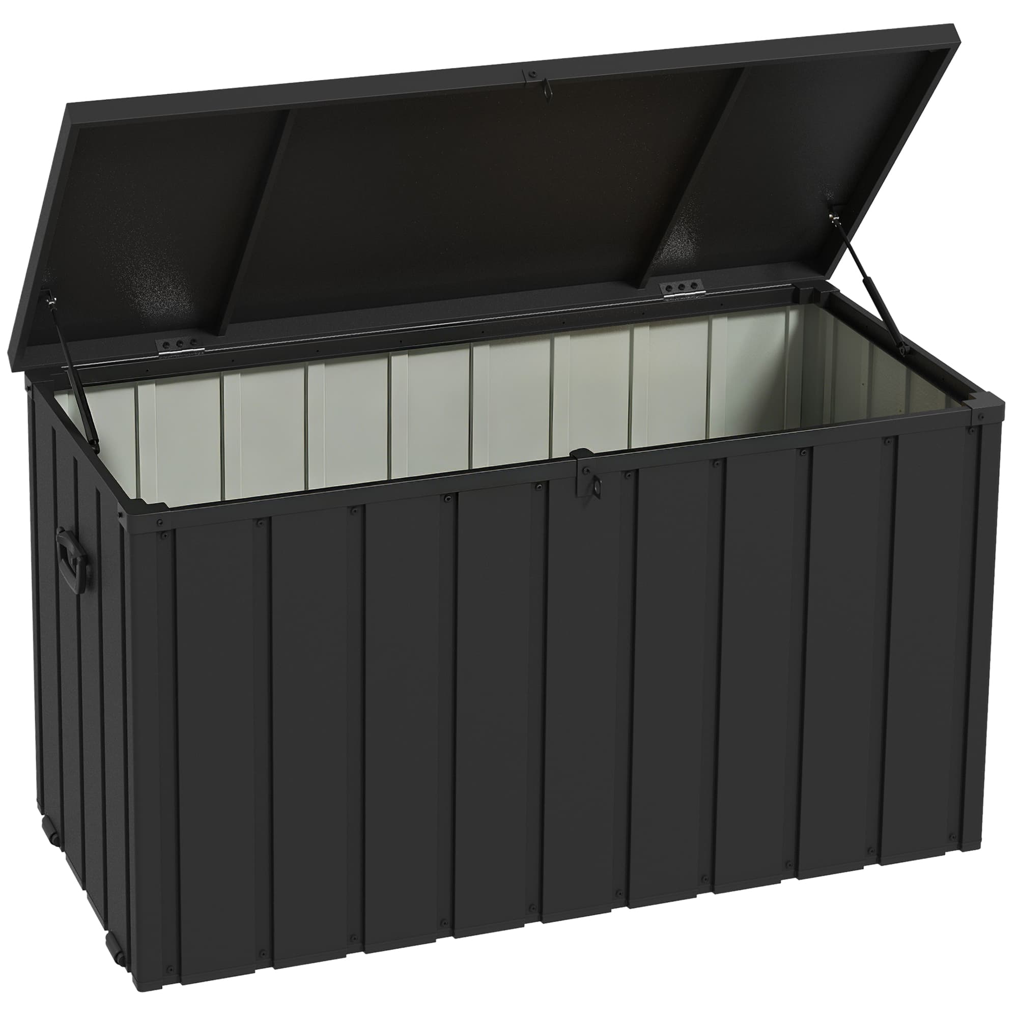 Outsunny 450L Galvanised Steel Garden Storage Box, with Wheels - Dark Grey | Aosom UK