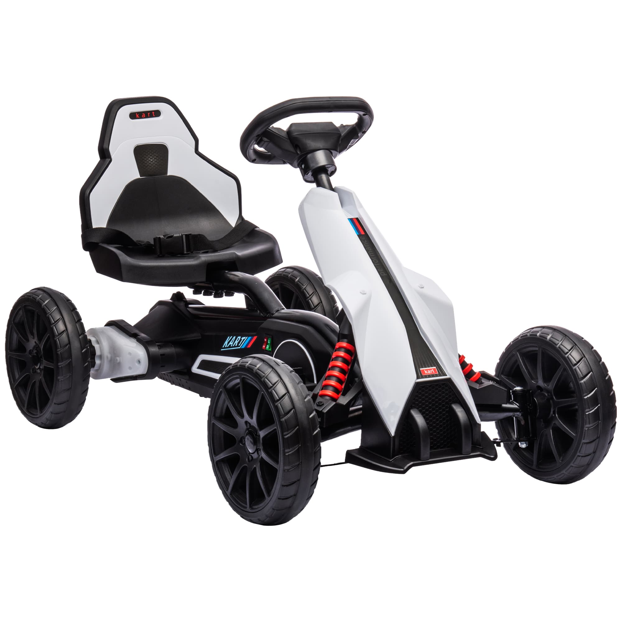 HOMCOM 12V Electric Go Kart for Kids, Ride-On Racing Go Kart with Forward Reversing, Rechargeable Battery, Aged 3-8 Years Old - White | Aosom UK