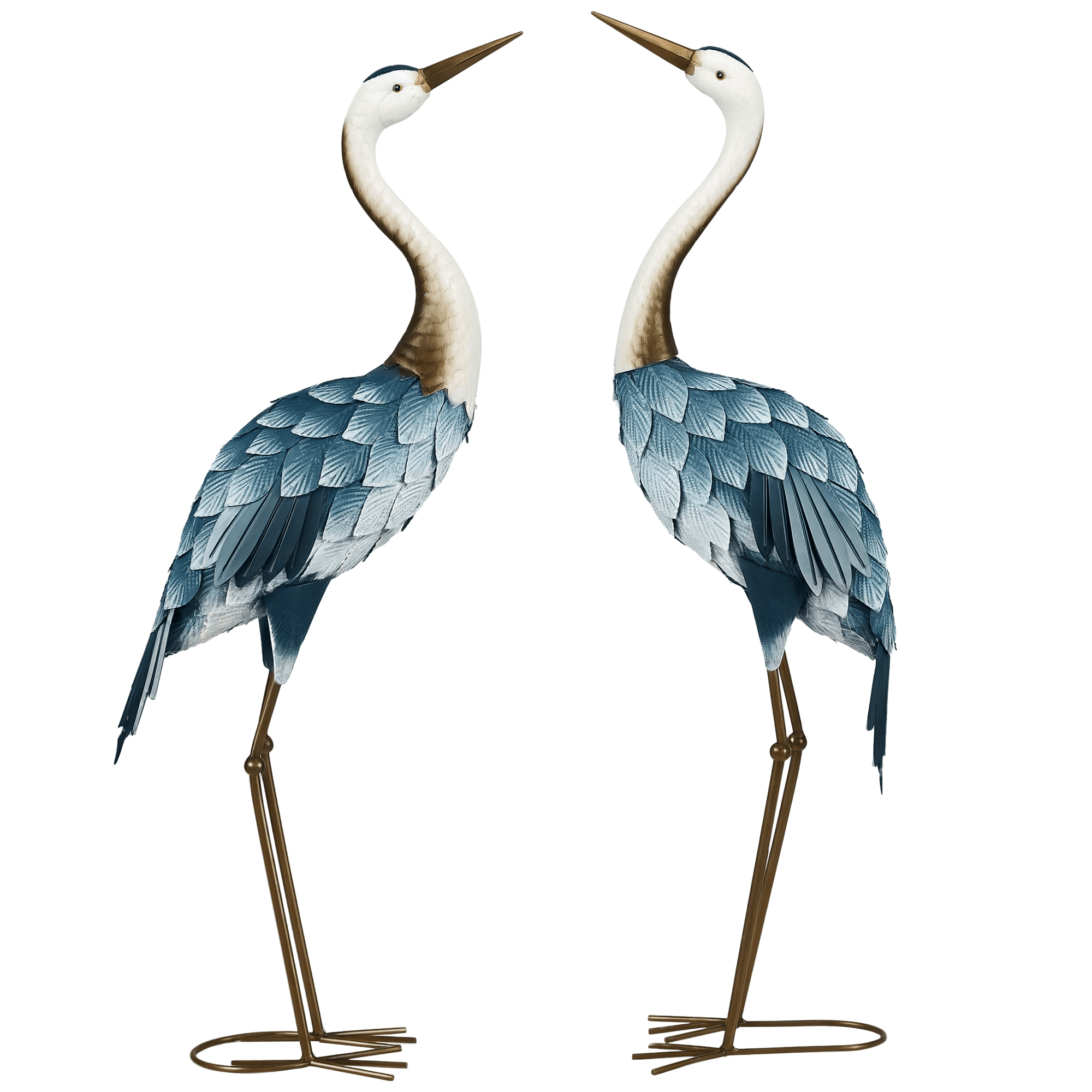 Outsunny Crane Garden Ornaments, 2 PCS Garden Statue Set, Steel Garden Gifts for Patio Pond Landscape Decoration, Multi-Colour | Aosom UK
