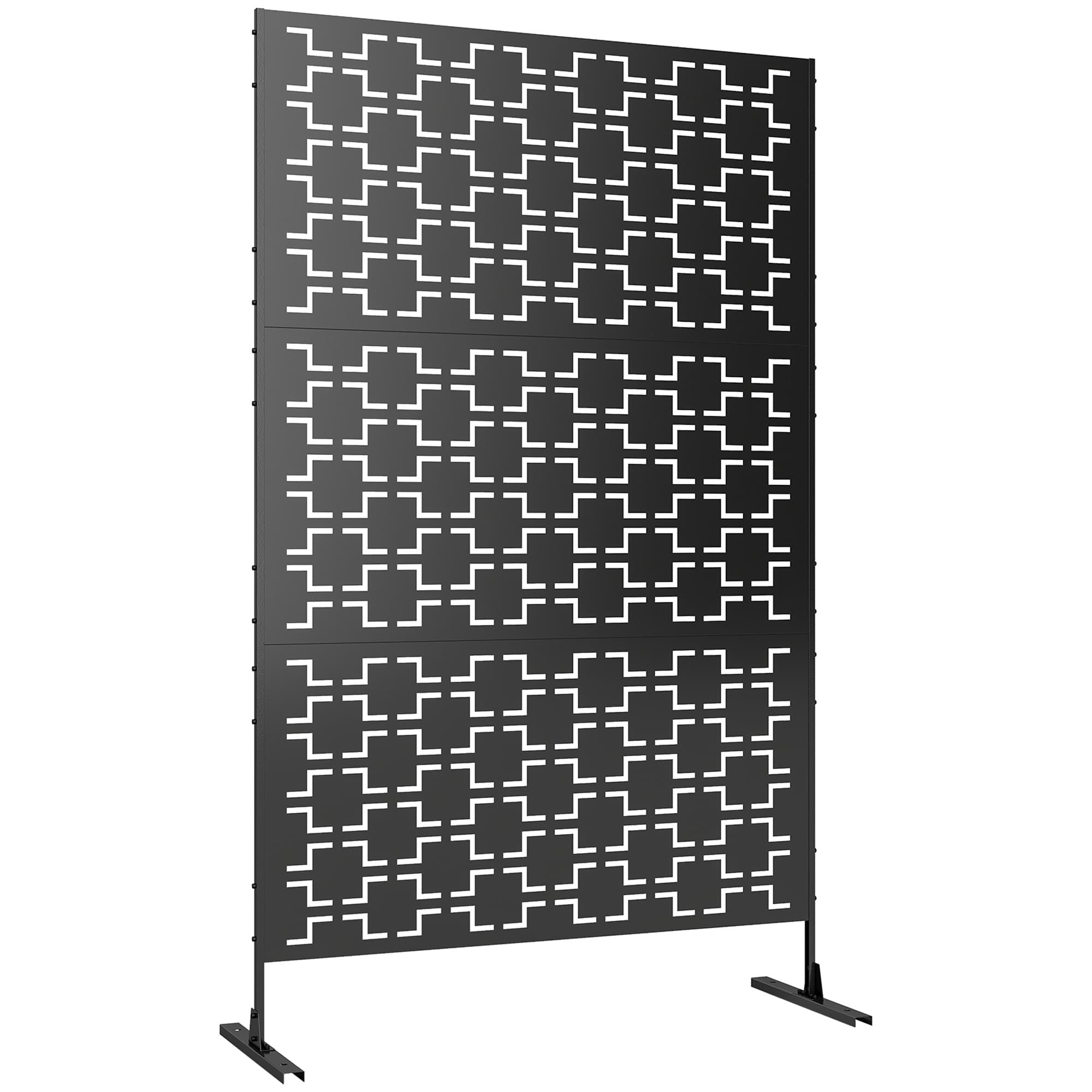 Outsunny Metal Decorative Privacy Screen Outdoor Divider, Black Grid | Aosom UK