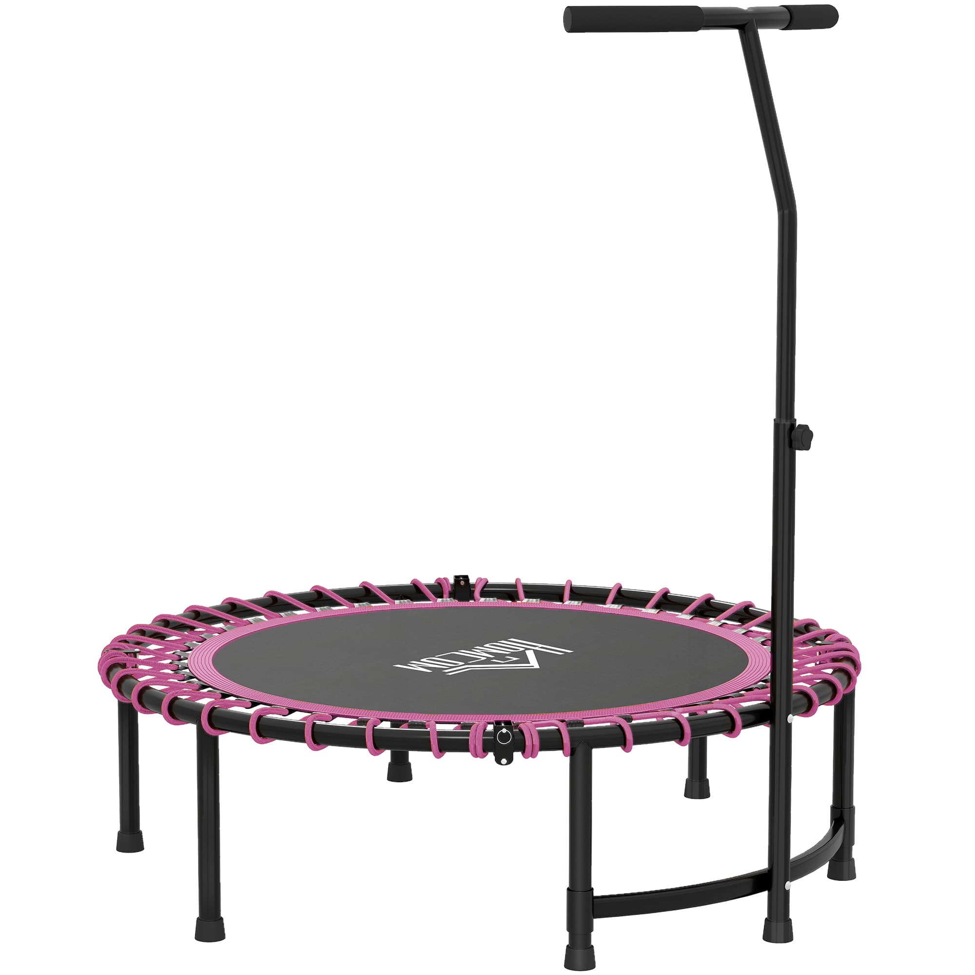 HOMCOM 45" Round Mini Trampoline Rebounder Indoor Outdoor Jumper with Adjustable Handle - Pink