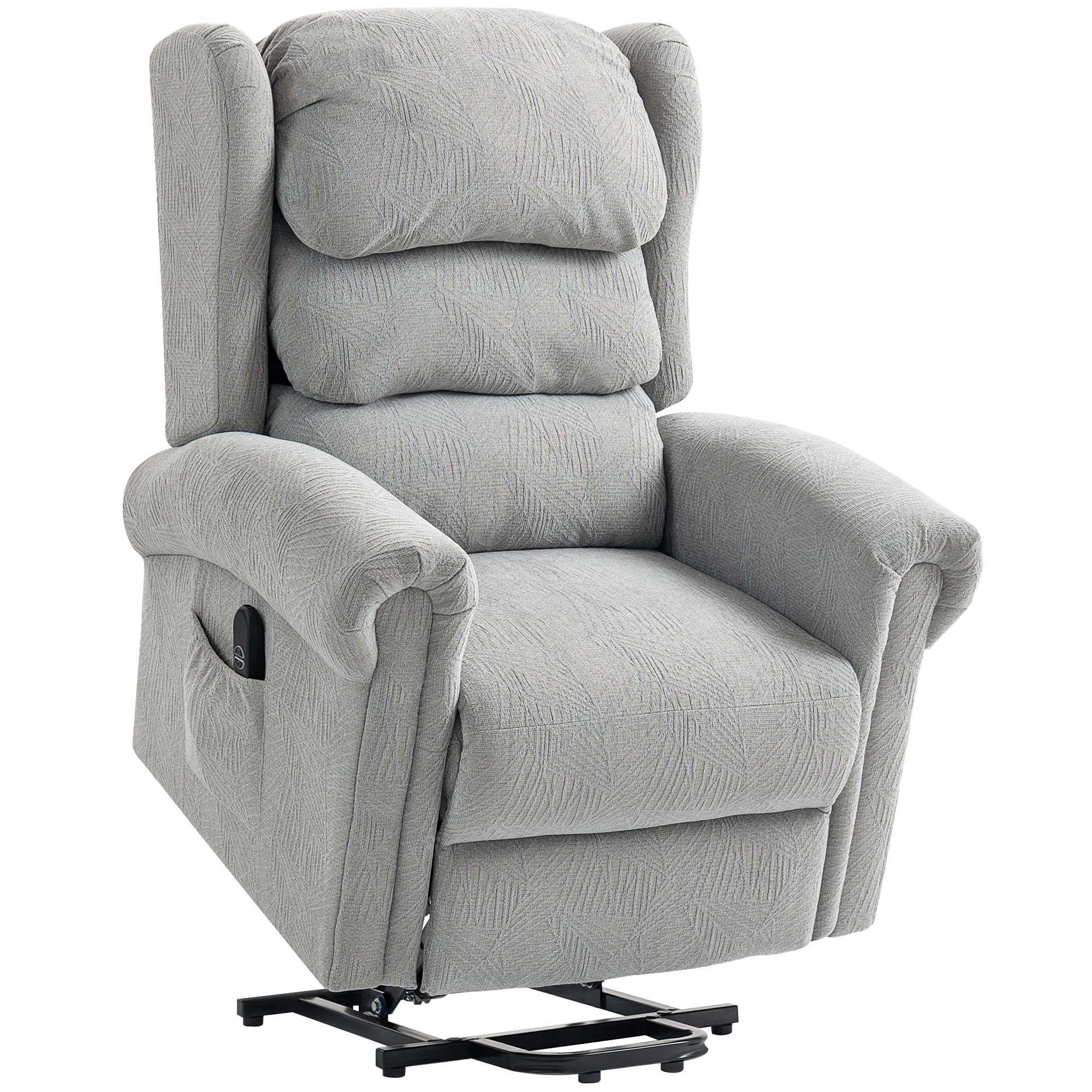 HOMCOM Power Lift Recliner Chair for Elderly, Velvet Electric Riser and Recliner Armchair for Living Room with Remote Control, 2 Side Pockets, Thick Padded Back, Grey