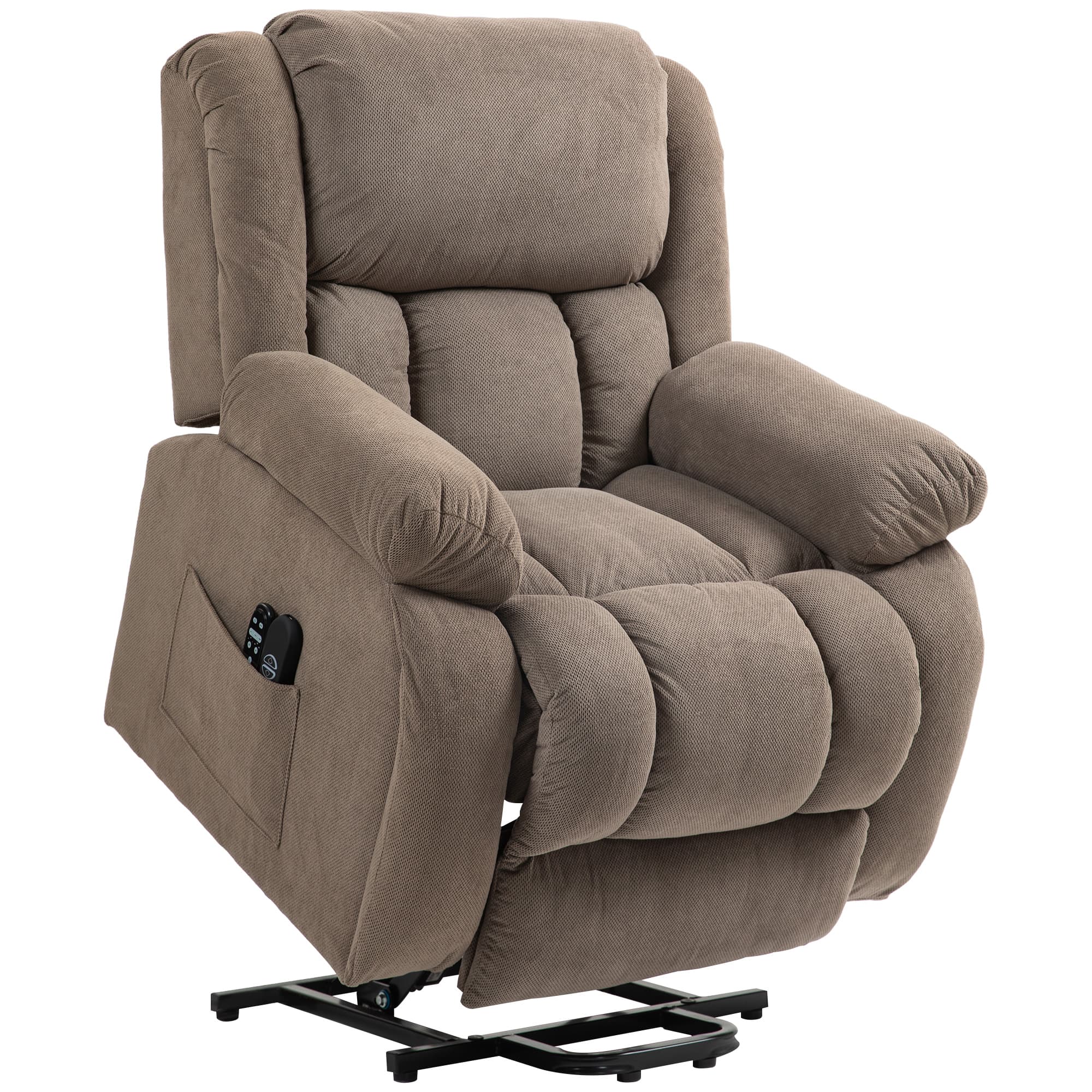 HOMCOM Riser Recliner Armchair, Electric Recliner Chair with 8 Vibration Massage and Lumbar Heater, Wide Seat, USB Port, Light Brown | Aosom UK