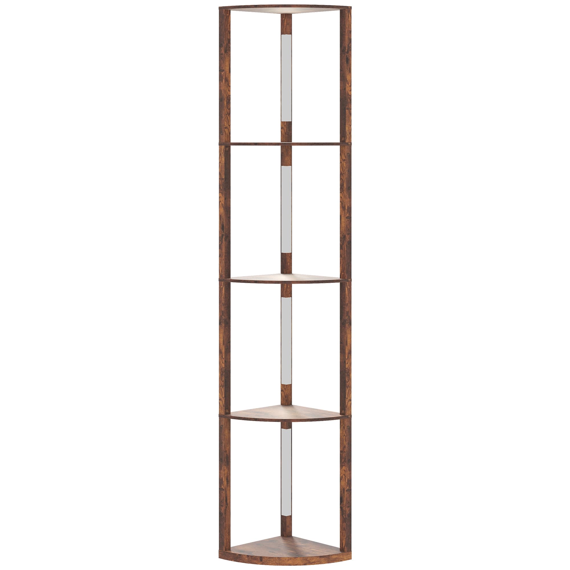 HOMCOM Floor Standing Lamp with Shelves, LED Floor Lamp with 3000K Dimmable Warm White Light for Living Room Bedroom, Rustic Brown | Aosom UK