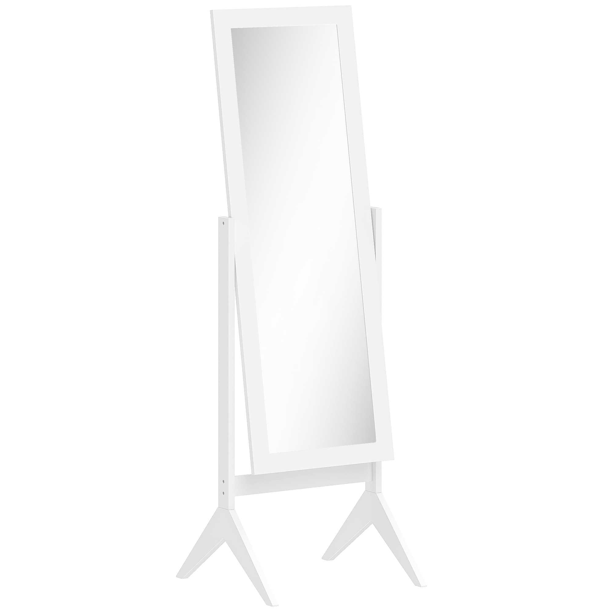 HOMCOM Tall Freestanding Dressing Mirror, Bedroom Full-Length Mirror with Adjustable Angle, 148x47cm, White | Aosom UK
