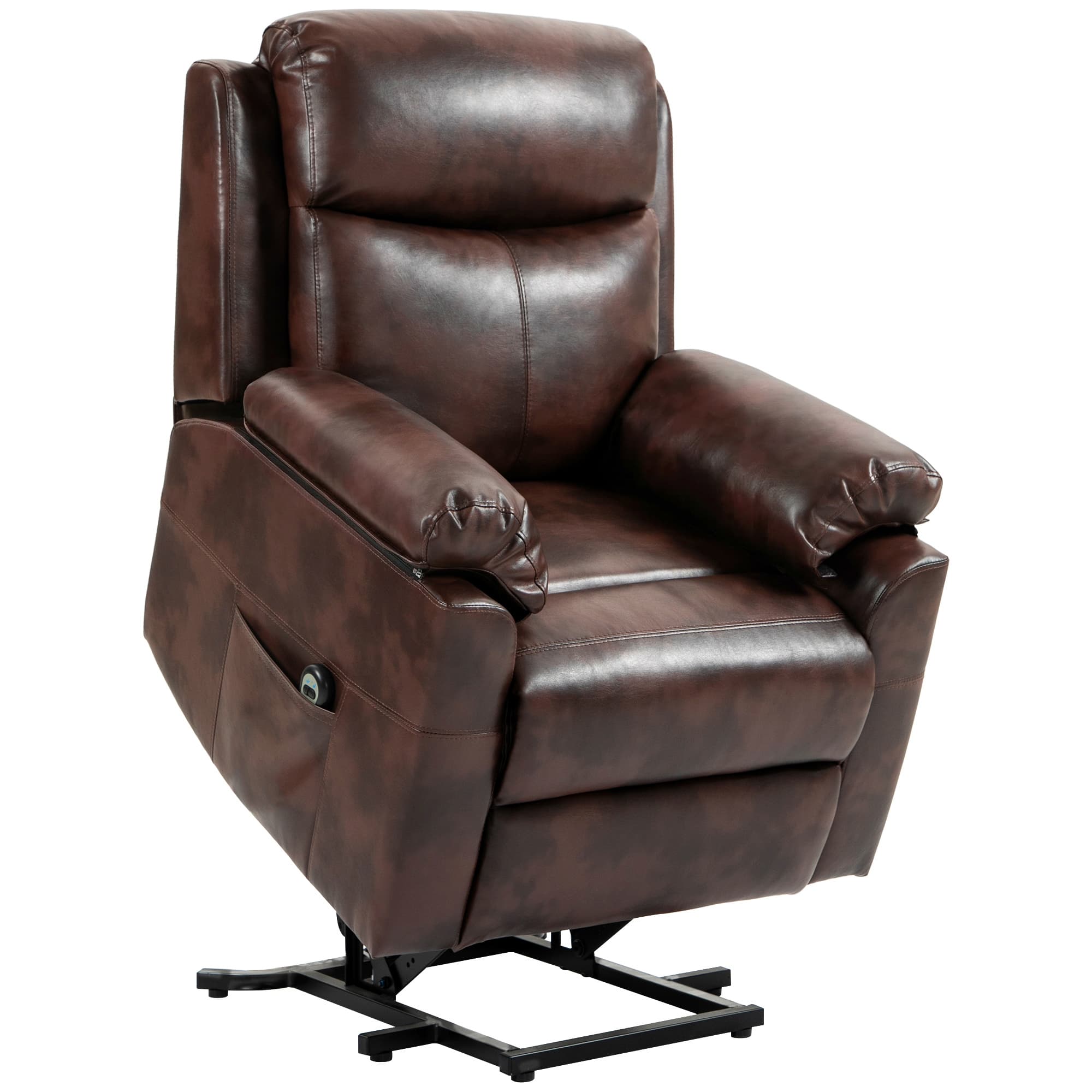 HOMCOM Riser and Recliner Chair for the Elderly, Lift Chair with Remote Control, Side Pockets, Pocket Spring, Dark Brown | Aosom UK
