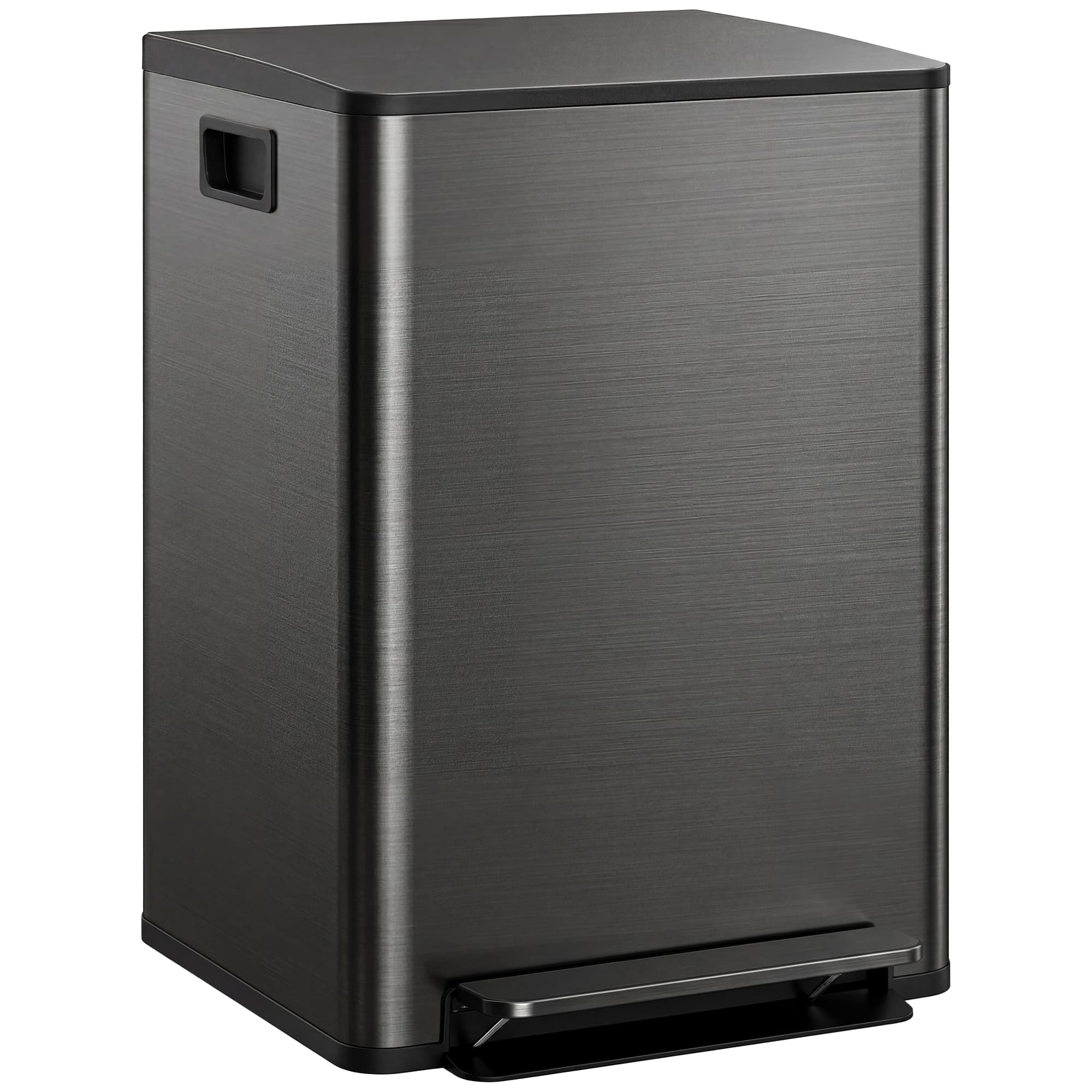 HOMCOM Dual Kitchen Bin, 2 x 30L Double Bin for Recycling and Waste, Stainless Steel Pedal Bin w/ Soft-Close Lid, Removable Inner Buckets | Aosom UK