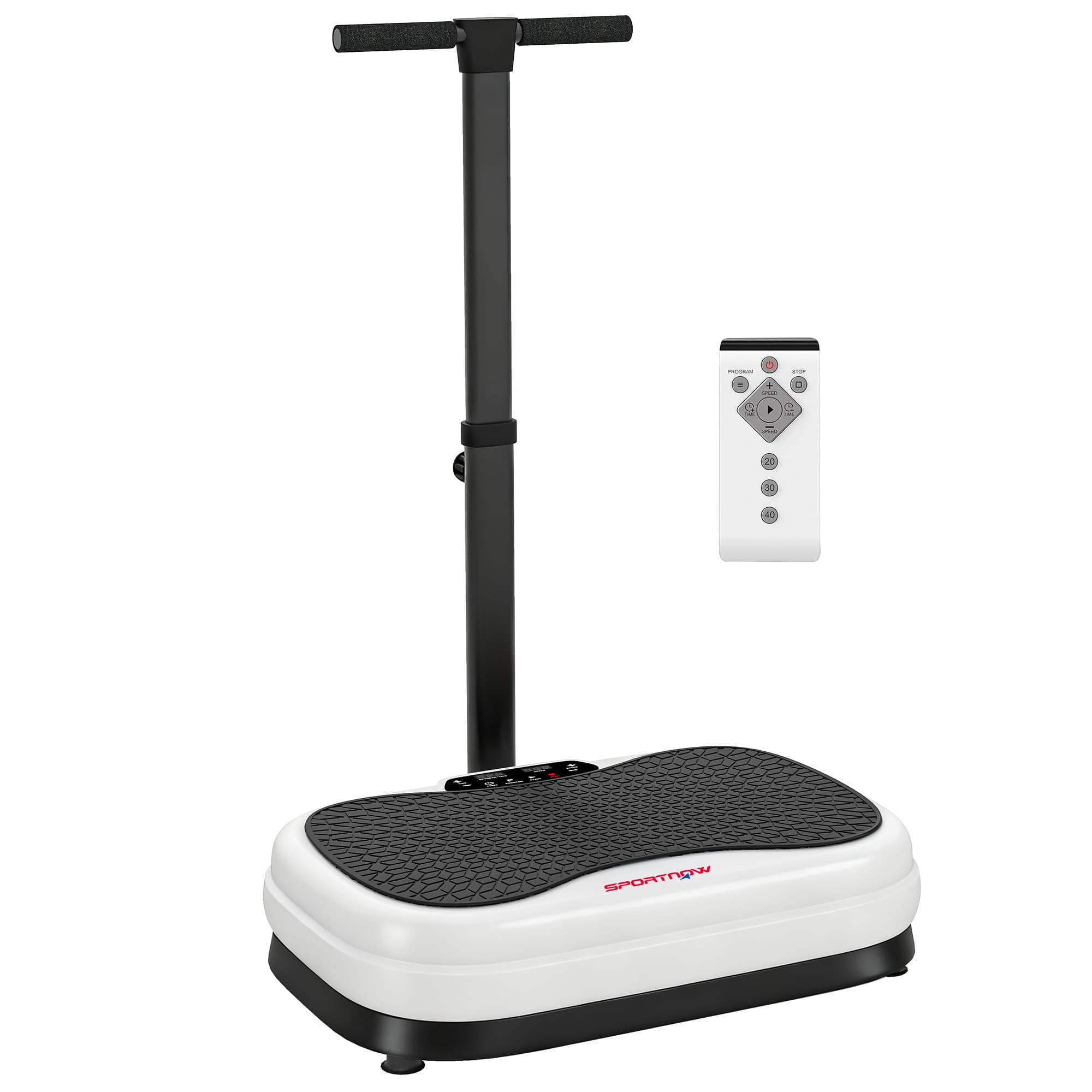 SPORTNOW Vibration Plate Exercise Machine, Quiet Vibrating Plate for Weight Loss and Lymphatic Drainage with Adjustable & Removable Handle, Remote Control, Auto or Manual Speeds