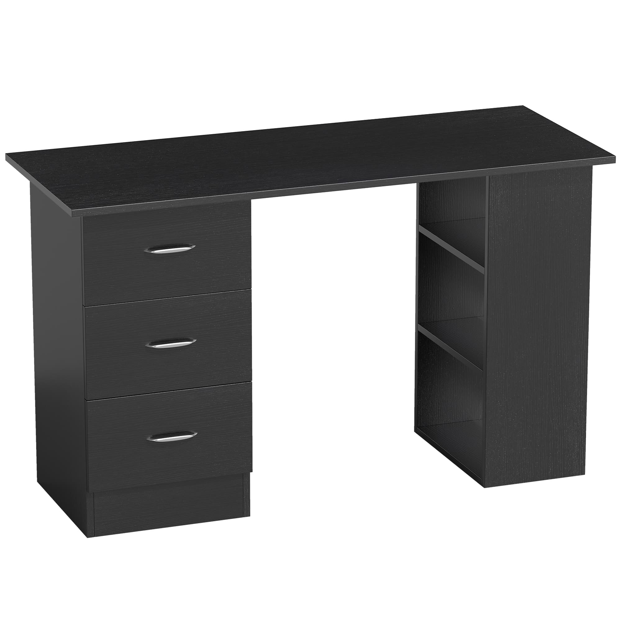 HOMCOM Computer Desk, Home Office Desk, Writing Table, PC Workstation with 3 Storage Shelves and 3 Drawers for Working, Study, 120 x 49 x 72 cm, Black