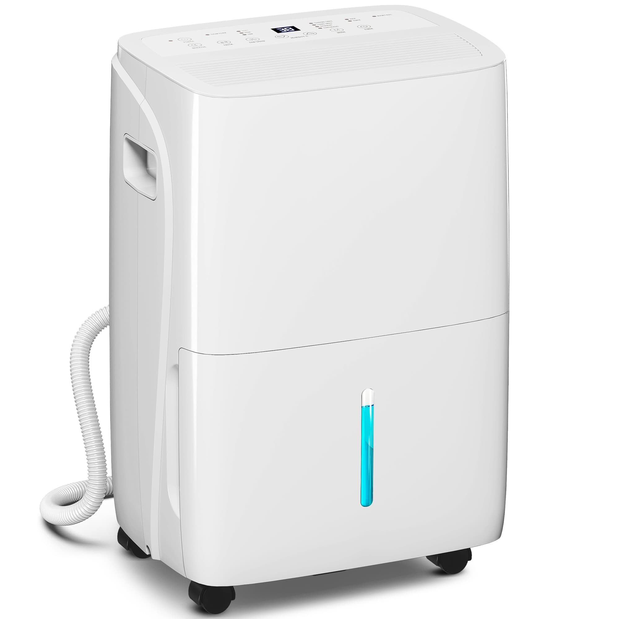 HOMCOM 30L/Day Quiet Dehumidifier w/ Auto-Clean Filter, 4L Water Tank, 24H Timer, Portable Air Dryer for Home Laundry Room Bedroom Basement, White | Aosom UK