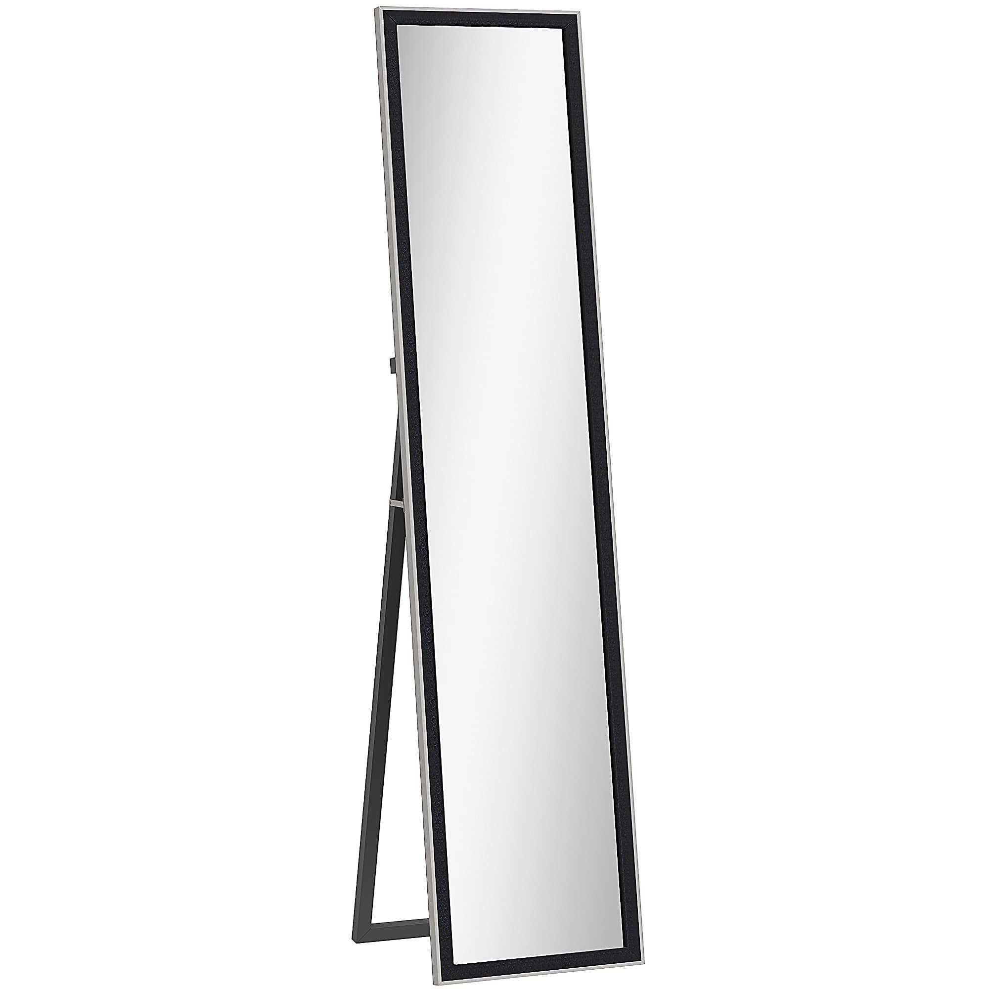 HOMCOM Full Length Mirror, 37 x 157cm Wall Mounted, Leaning, Free Standing Mirror, Framed Full Body Mirror for Living Room, Bedroom, Black | Aosom UK