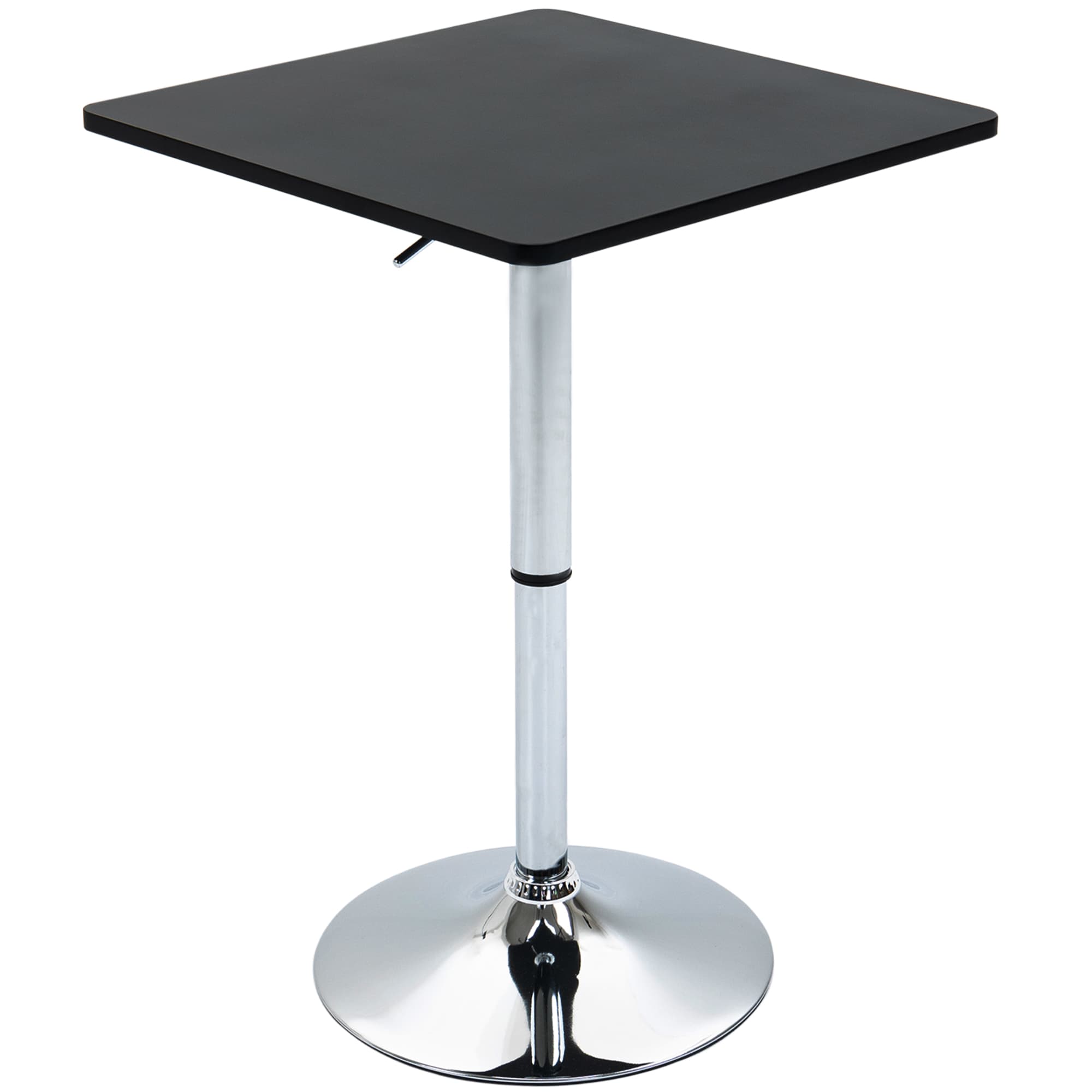 HOMCOM Modern Height Adjustable Counter Bar Table with 360° Swivel Tabletop and Electroplating Metal Base, Bistro Table, Black and Silver | Aosom UK