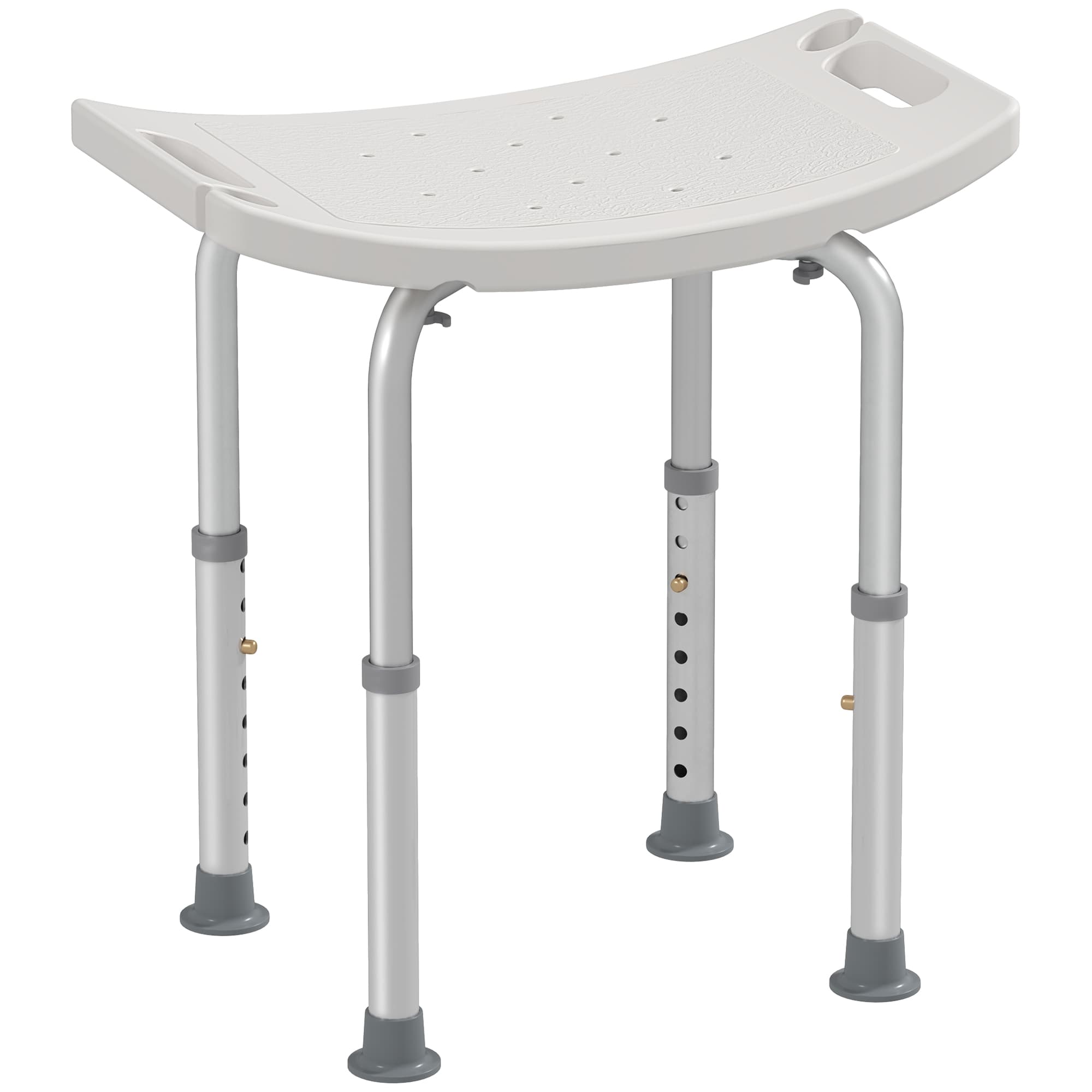 HOMCOM Portable Non-Slip Bathroom Stool Rectangular Adjustable Height Mobility Medical Grade Stabilized Shower Seat | Aosom UK
