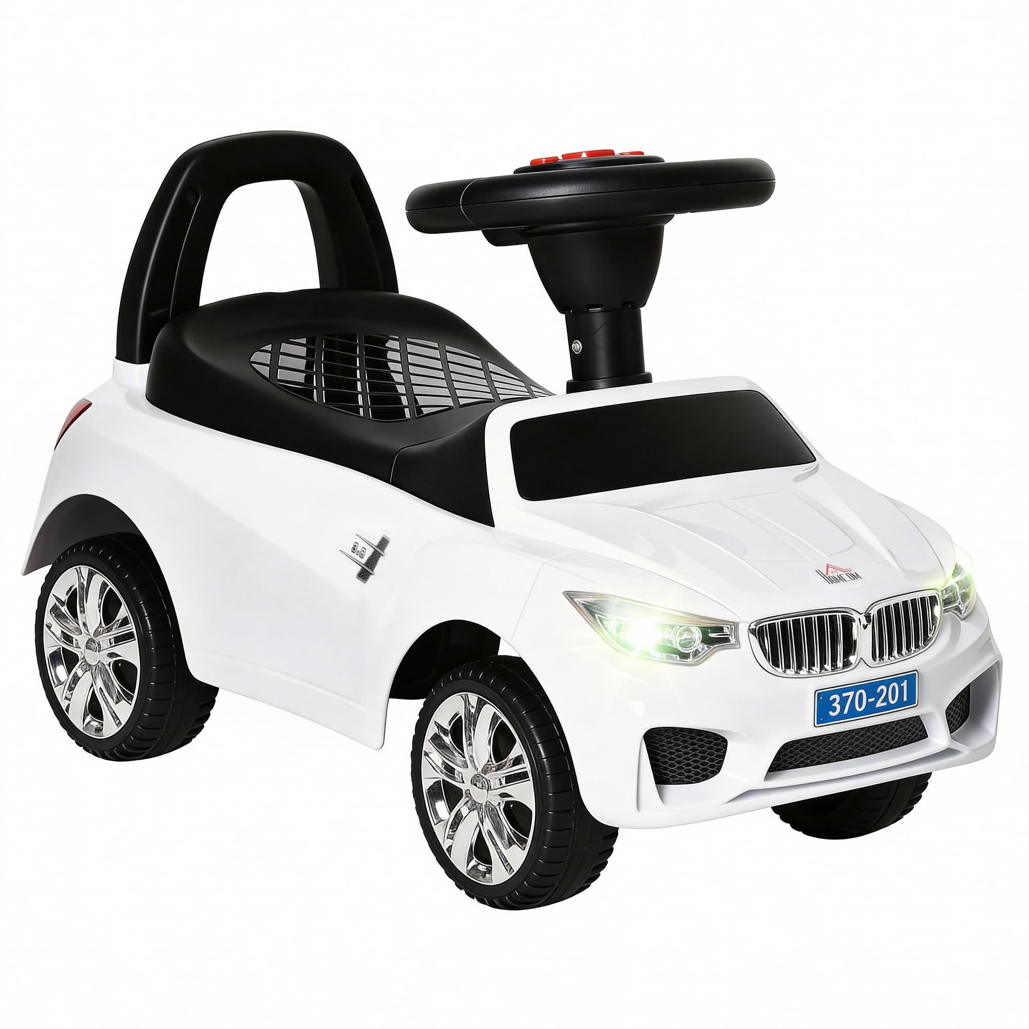 HOMCOM Kids Car Kides Ride on Push Car, 4-in-1, Foot-to-Floor with Anti-Overturning System & Under-seat Storage, White | Aosom UK