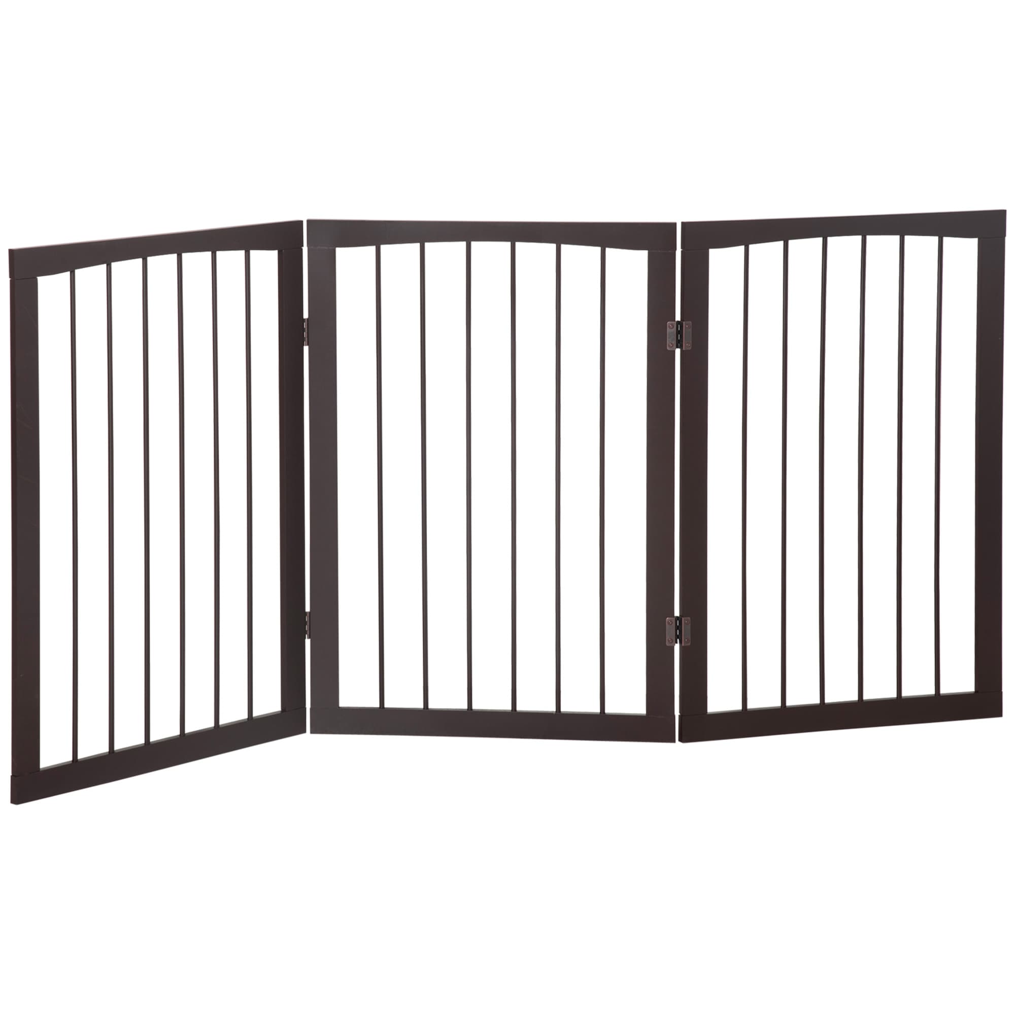PawHut Folding 3 Panel Pet Gate Wooden Foldable Dog Fence Indoor Free Standing Safety Gate Portable Separation Pet Barrier Guard | Aosom UK