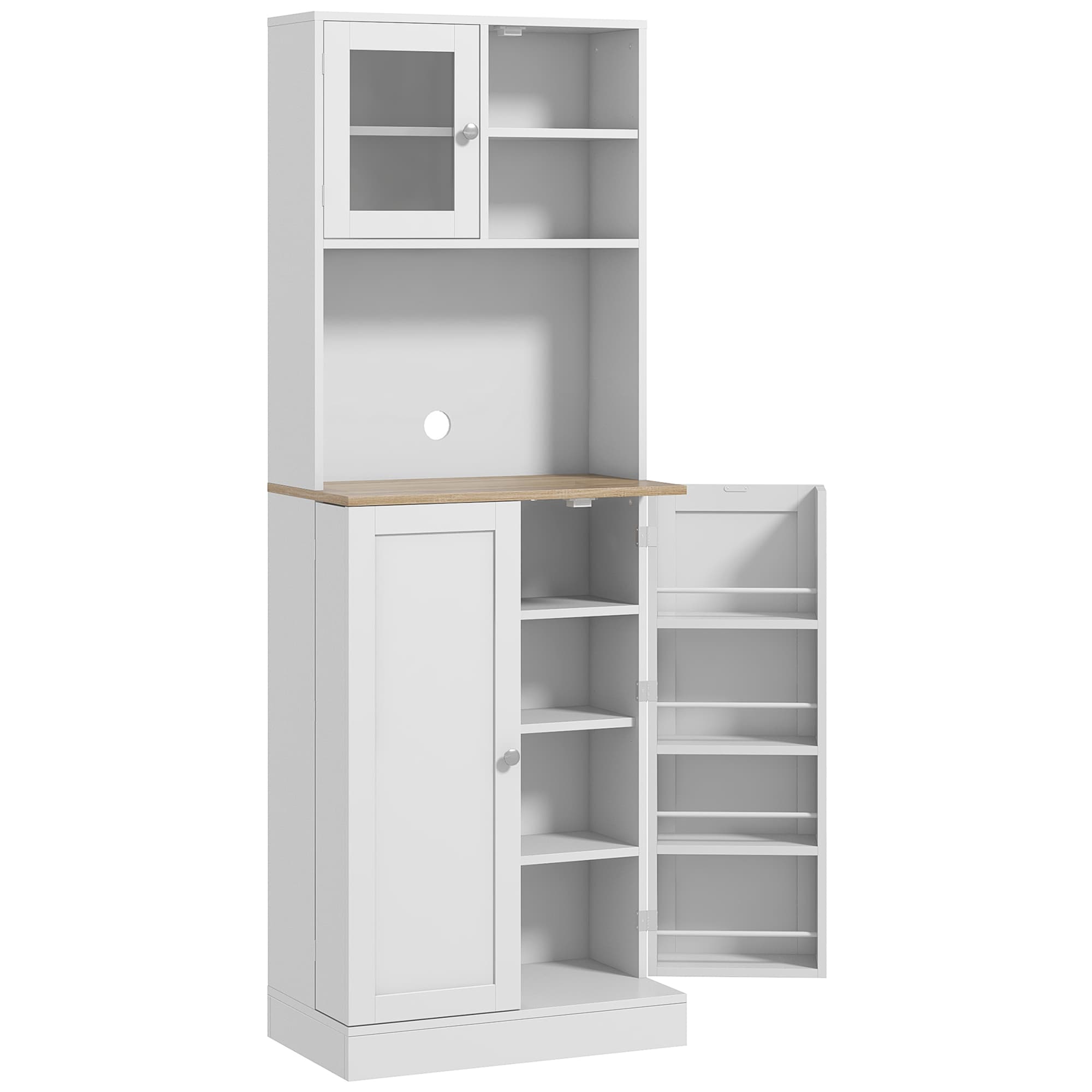 HOMCOM Two-Part Kitchen Storage Cabinet - White