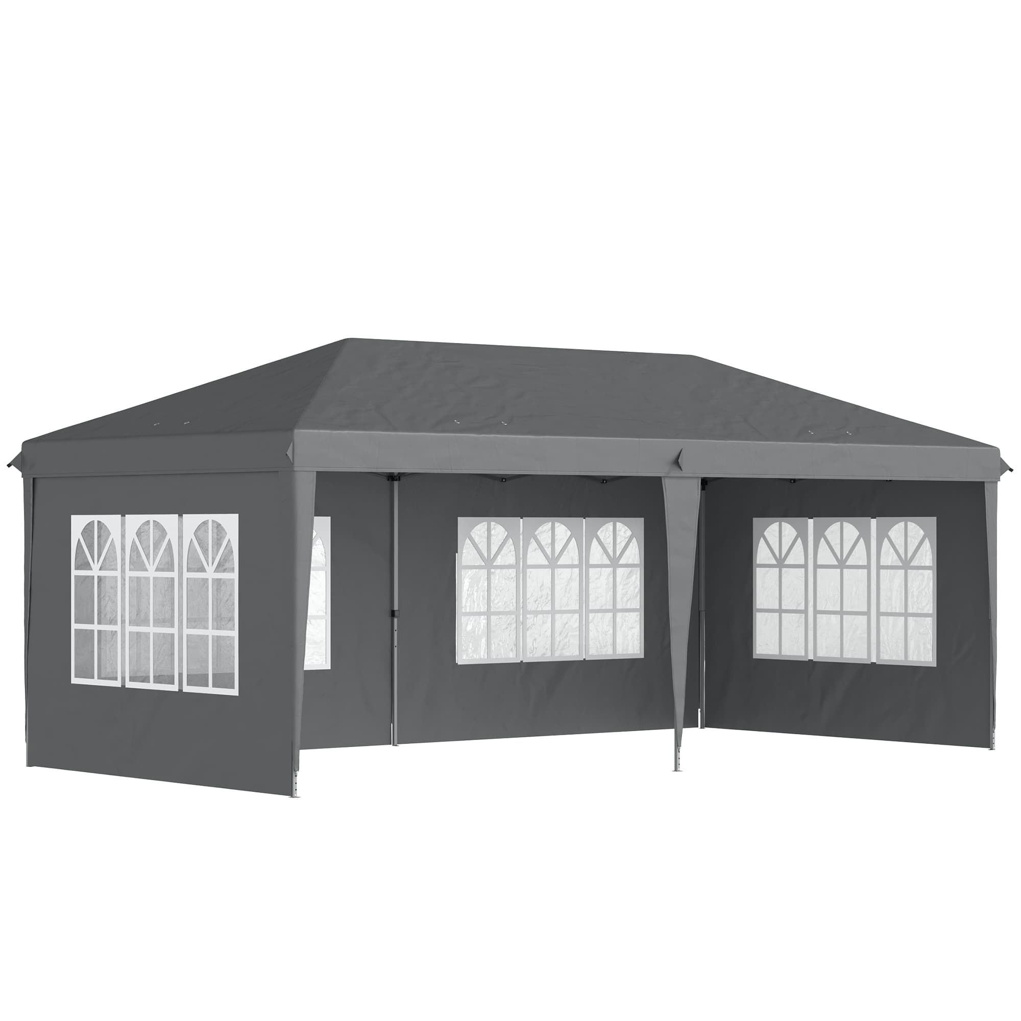 Outsunny 3 x 6m Heavy Duty Gazebo, Party Tent Garden Marquee with Removable Sidewalls and Carry Bag, Grey | Aosom UK