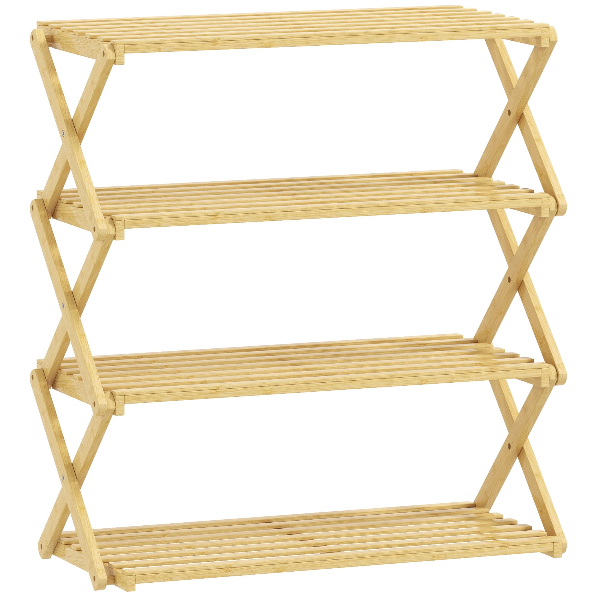 HOMCOM 5-Tier Bamboo Shoe Rack, No Assembly - Natural thumbnail 3