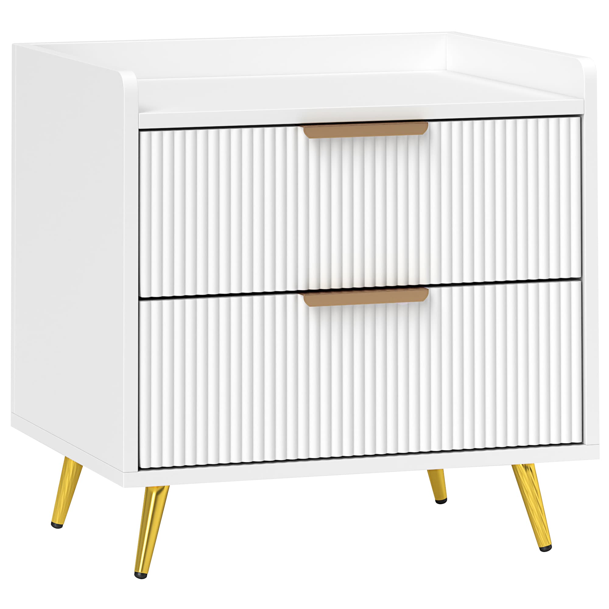 HOMCOM Elegant Two-Drawer Bedside Table - White thumbnail 2