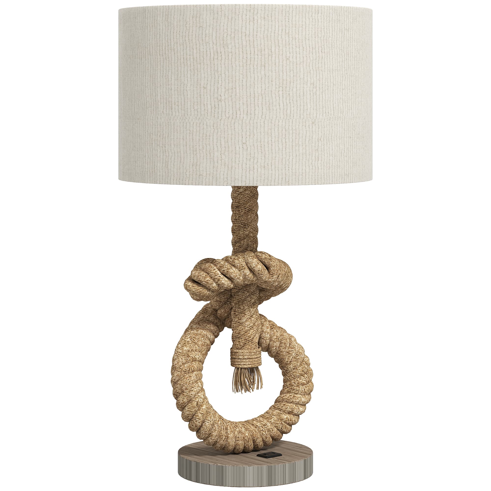 HOMCOM Nautical LED Desk Lamp: USB Port, Ambient Bedroom Light, Home Office Décor, Beige | Aosom UK