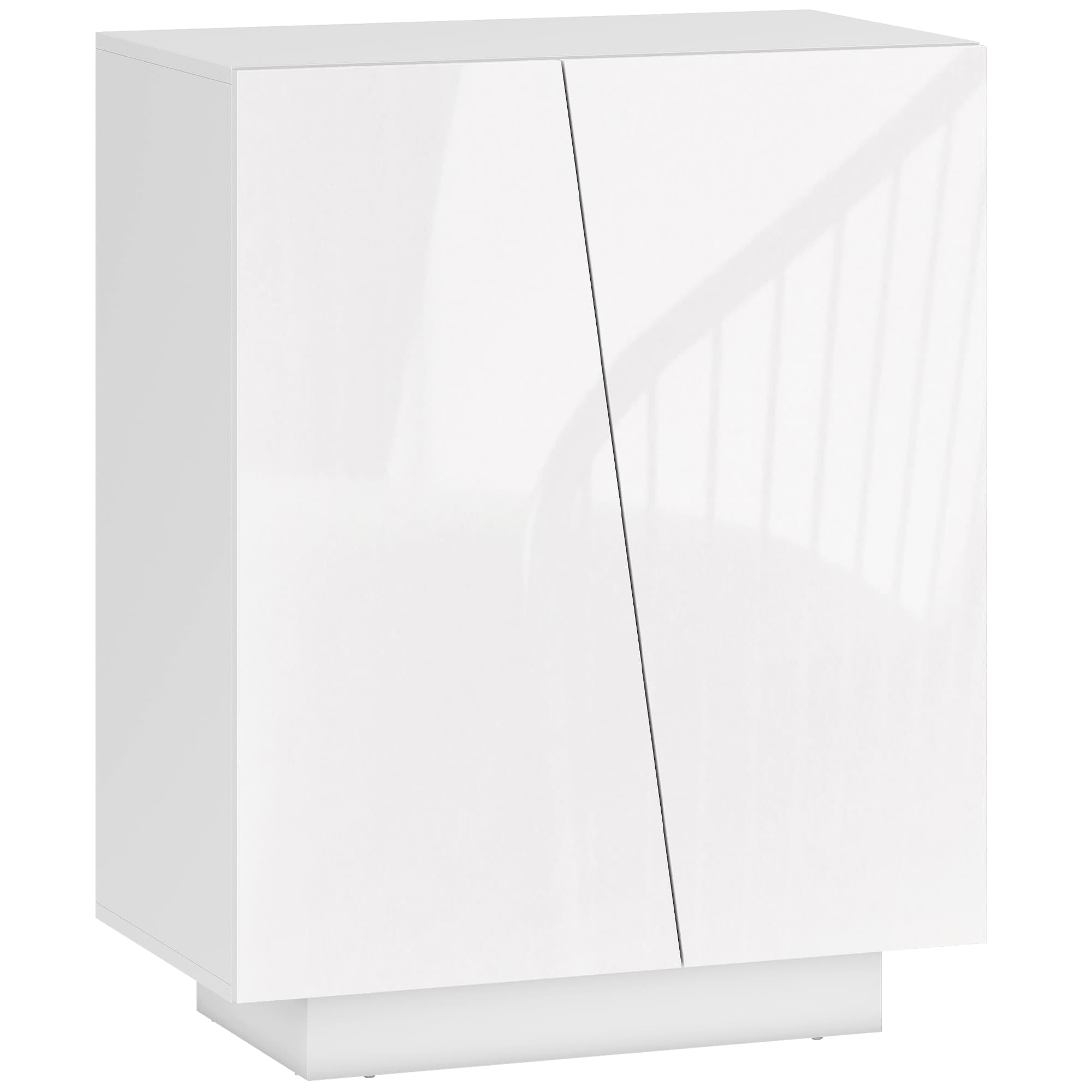 HOMCOM Wooden Freestanding Storage Cabinet for Bedroom, High Gloss Sideboard with Adjustable Shelves, White | Aosom UK