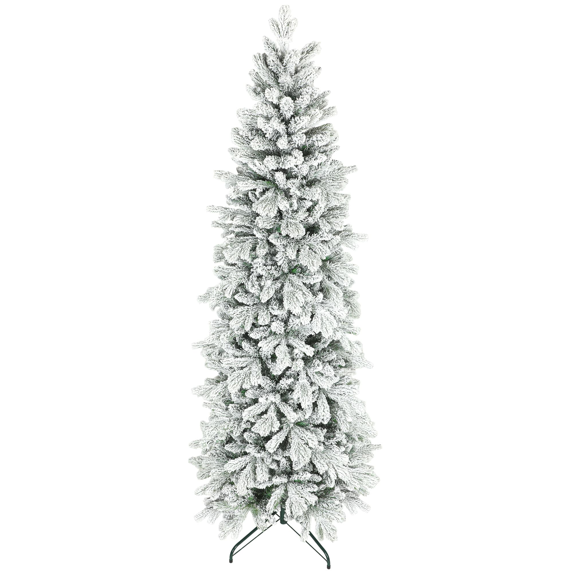 HOMCOM 7ft Flocked Artificial Christmas Tree