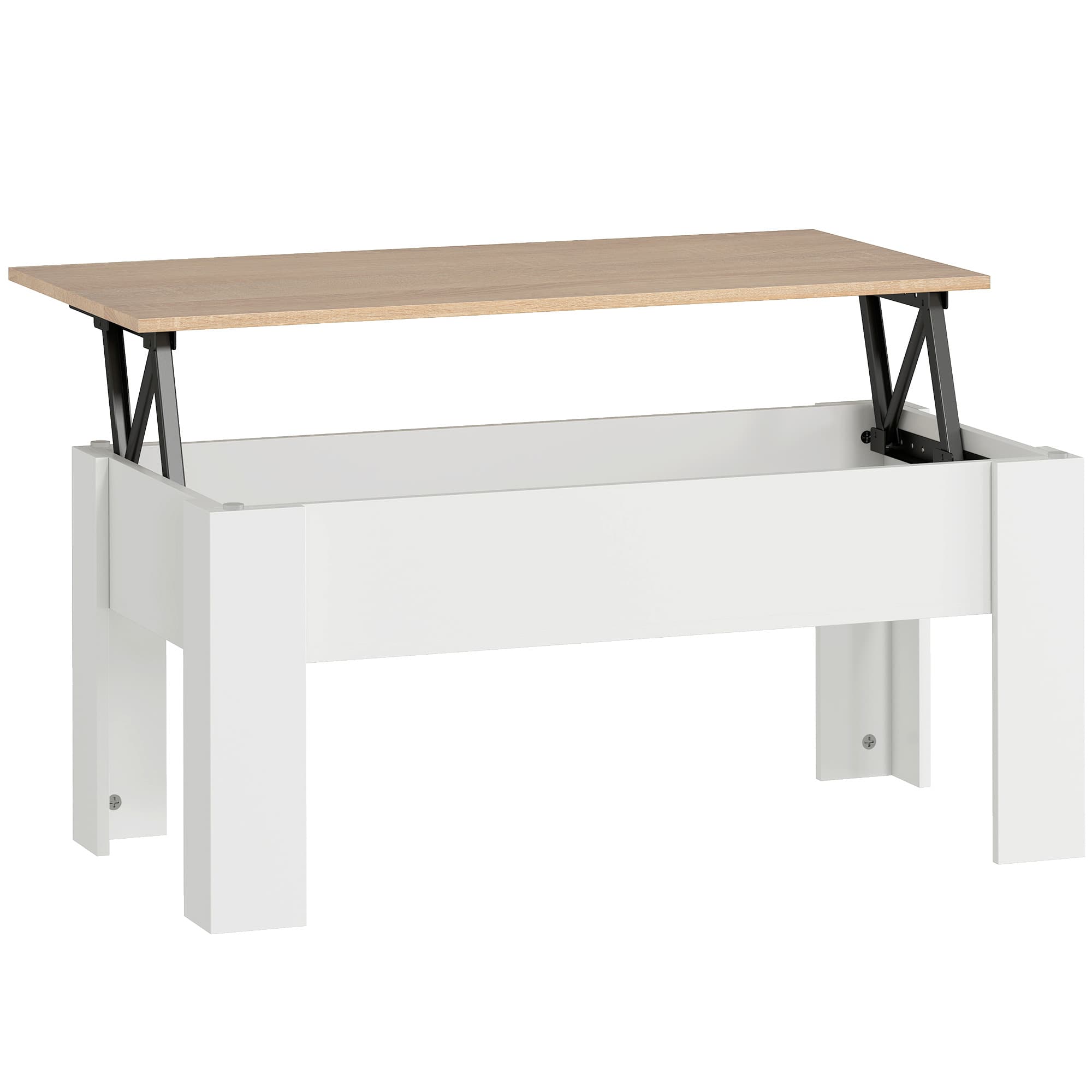 HOMCOM Lift Top Coffee Table with Hidden Storage Compartment, Lift Tabletop Pop-Up Center Table for Living Room | Aosom UK