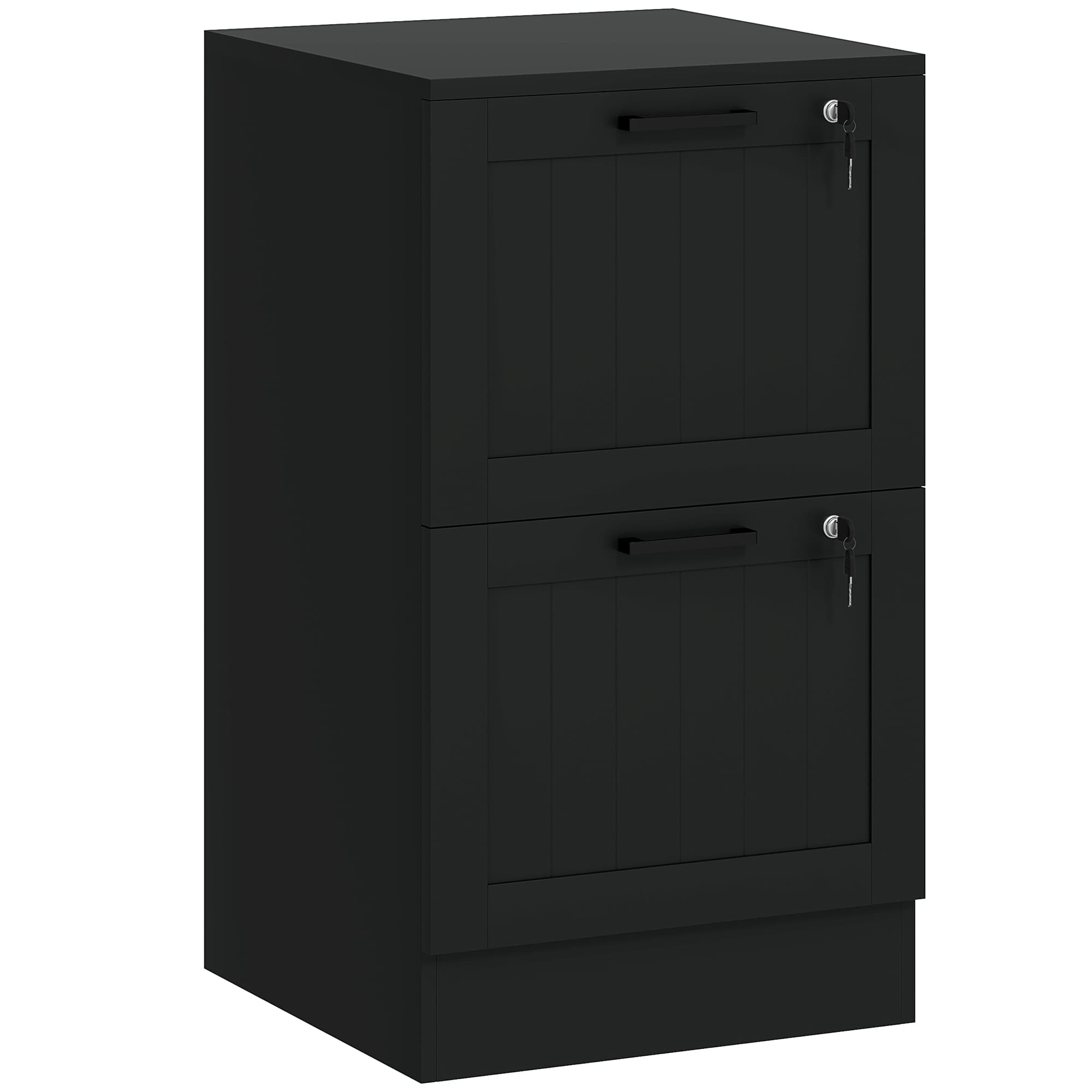 HOMCOM 4 Drawer Filing Cabinet with Lock, Office Storage Cabinet with Adjustable Hanging Bars for A4 Letter Size Files, Black thumbnail 2