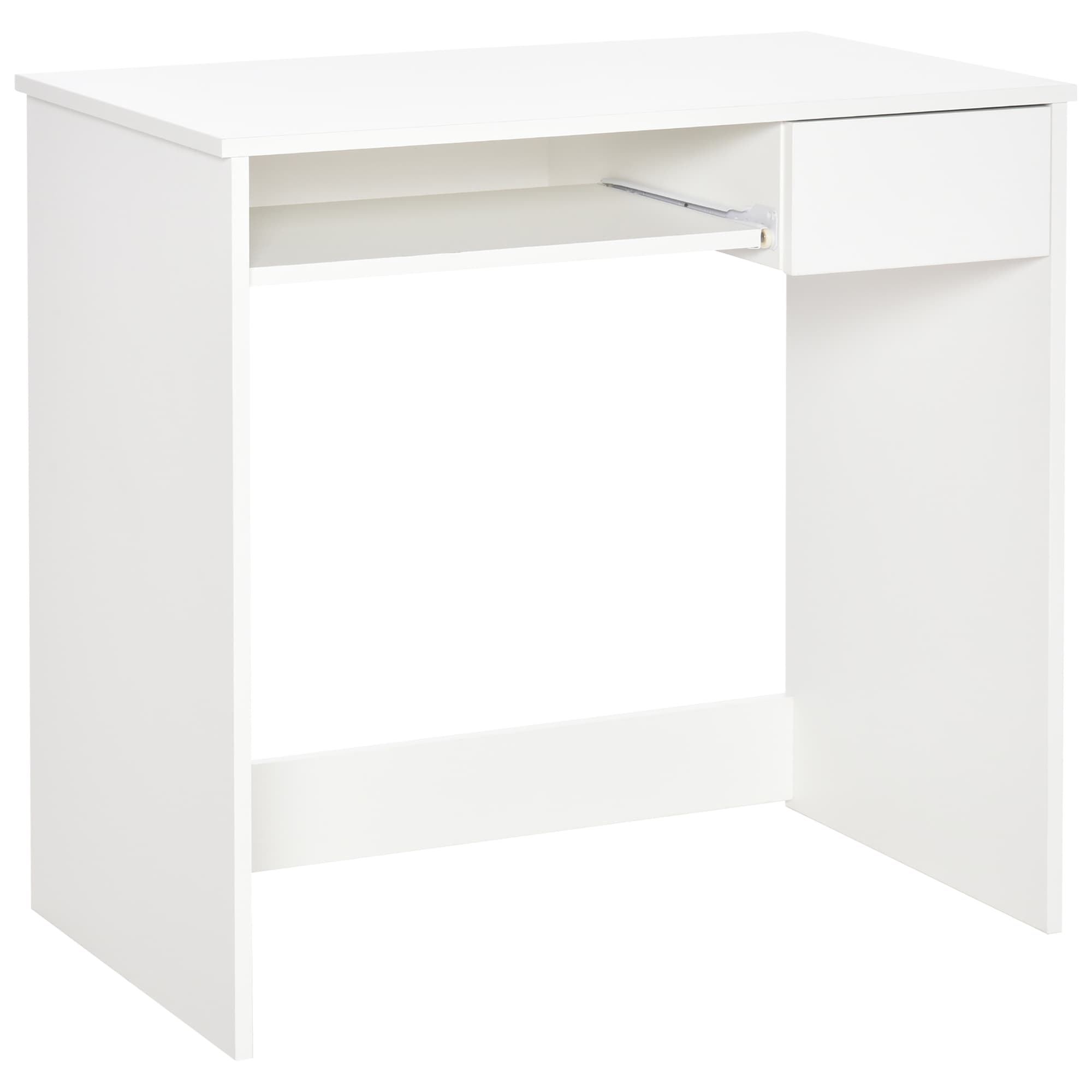 HOMCOM Computer Table w/ Keyboard Tray Drawer, Compact Small Computer PC Desk for Study, Office, Working, Gamingm, Writing Desk, White | Aosom UK
