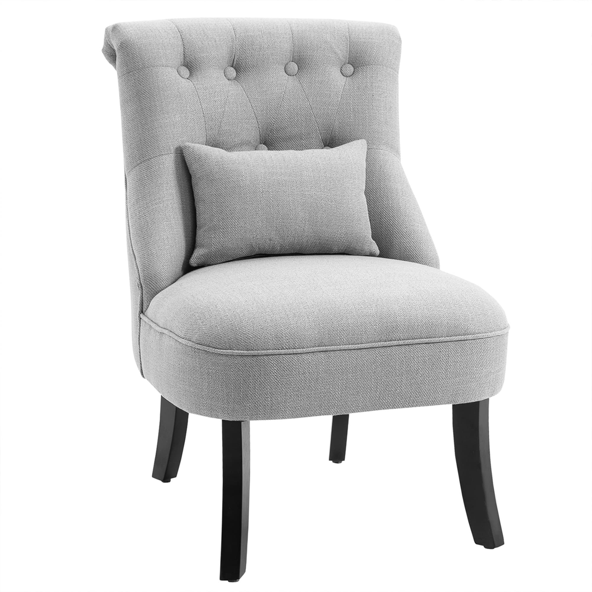 HOMCOM Fabric Single Sofa Dining Chair Tub Chair Upholstered W/ Pillow Solid Wood Leg Home Living Room Furniture, Cat Scratch Resistant, Grey | Aosom UK