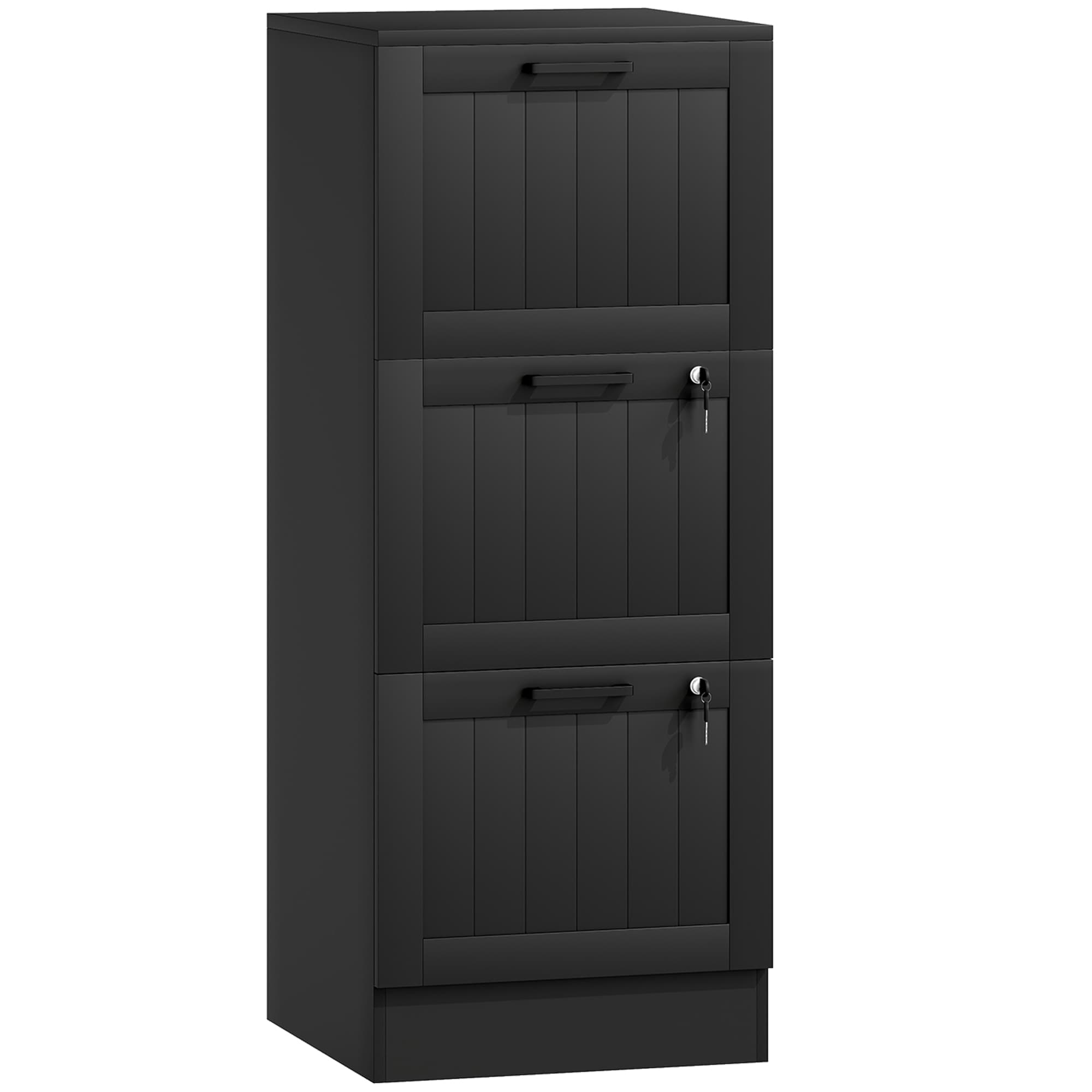 HOMCOM 4 Drawer Filing Cabinet with Lock, Office Storage Cabinet with Adjustable Hanging Bars for A4 Letter Size Files, Black thumbnail 3