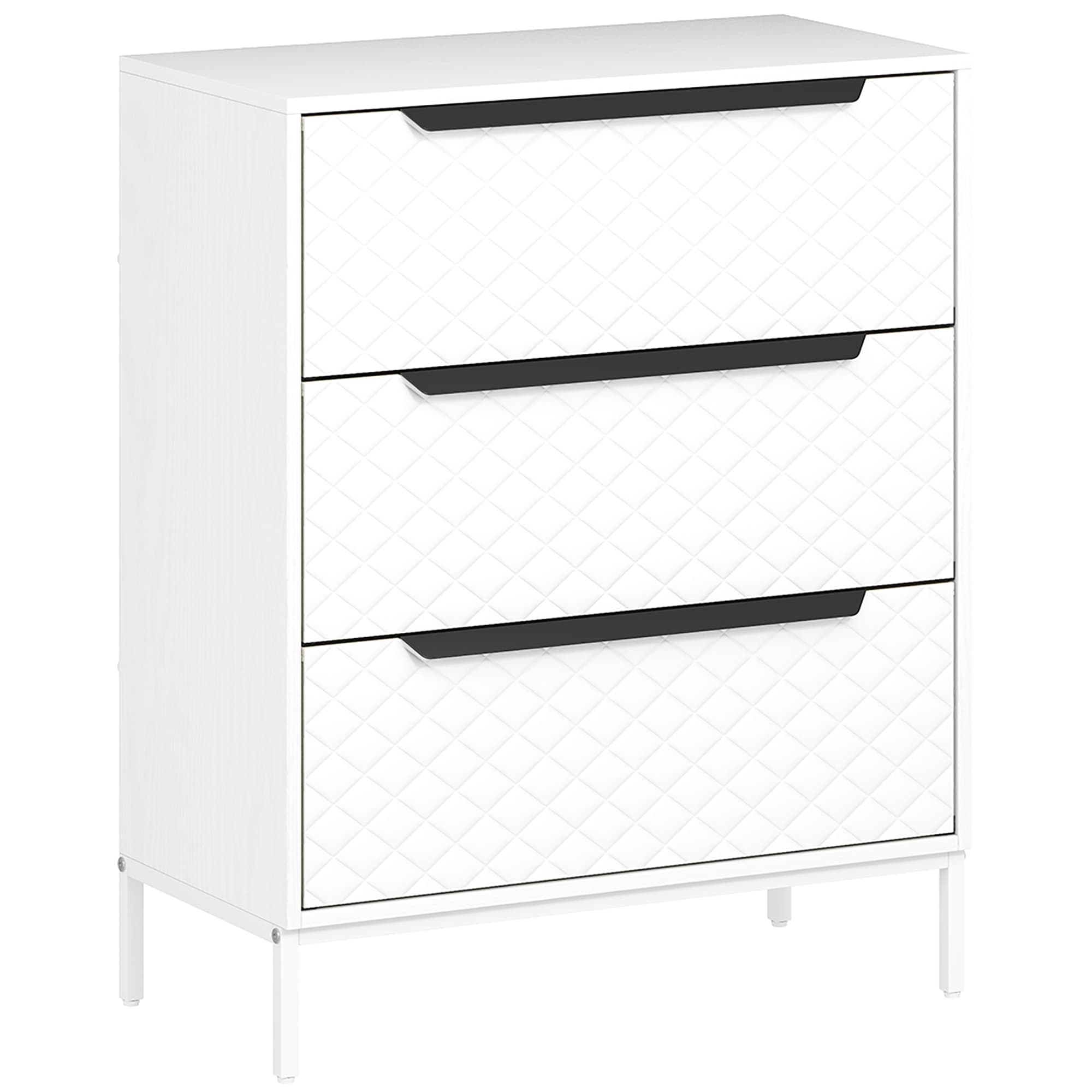 HOMCOM Chest of Drawers, Dresser with 2 Fabric Drawers and Aluminium Handles - White thumbnail 2