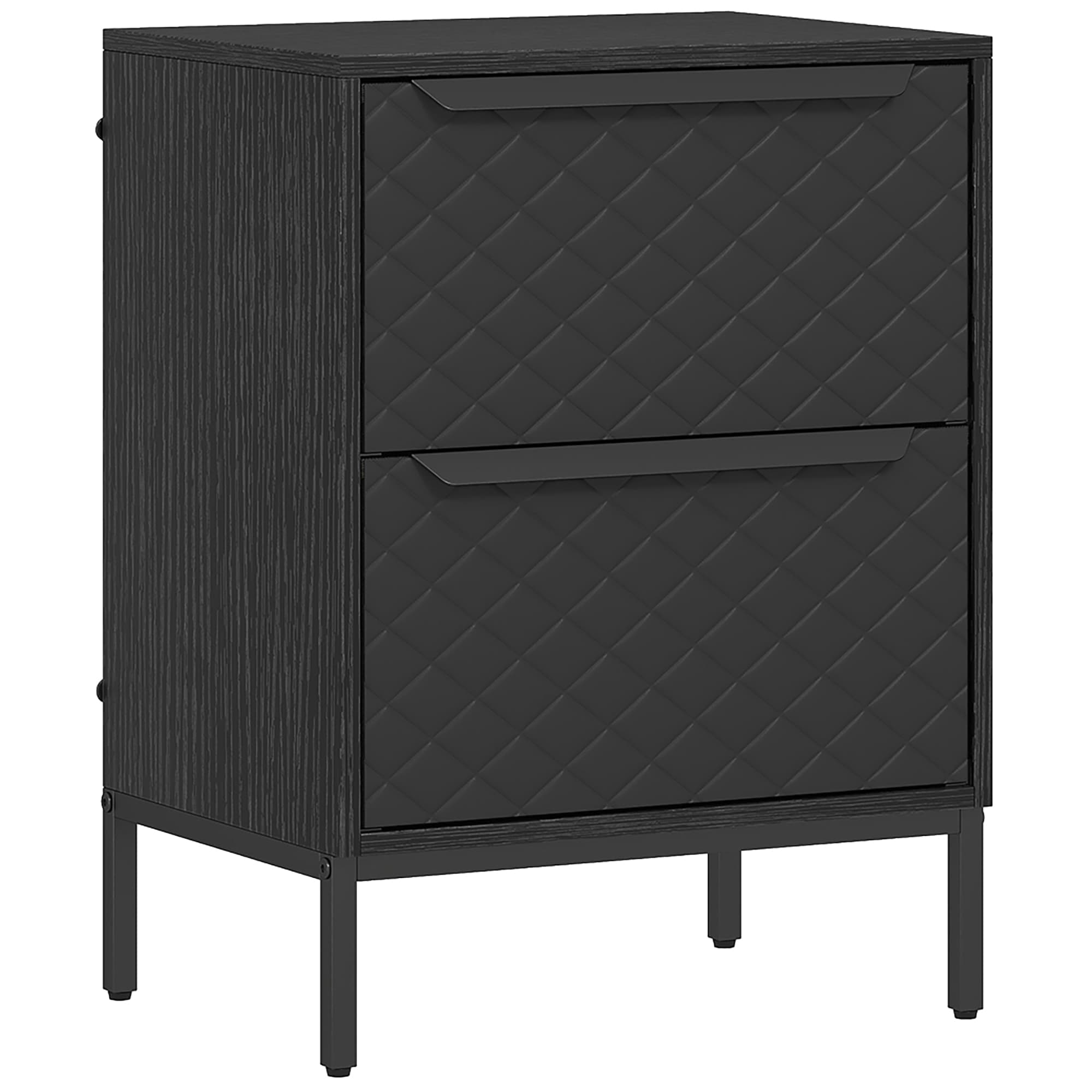 HOMCOM Chest of Drawers, Dresser with 3 Fabric Drawers and Aluminium Handles - Black thumbnail 2
