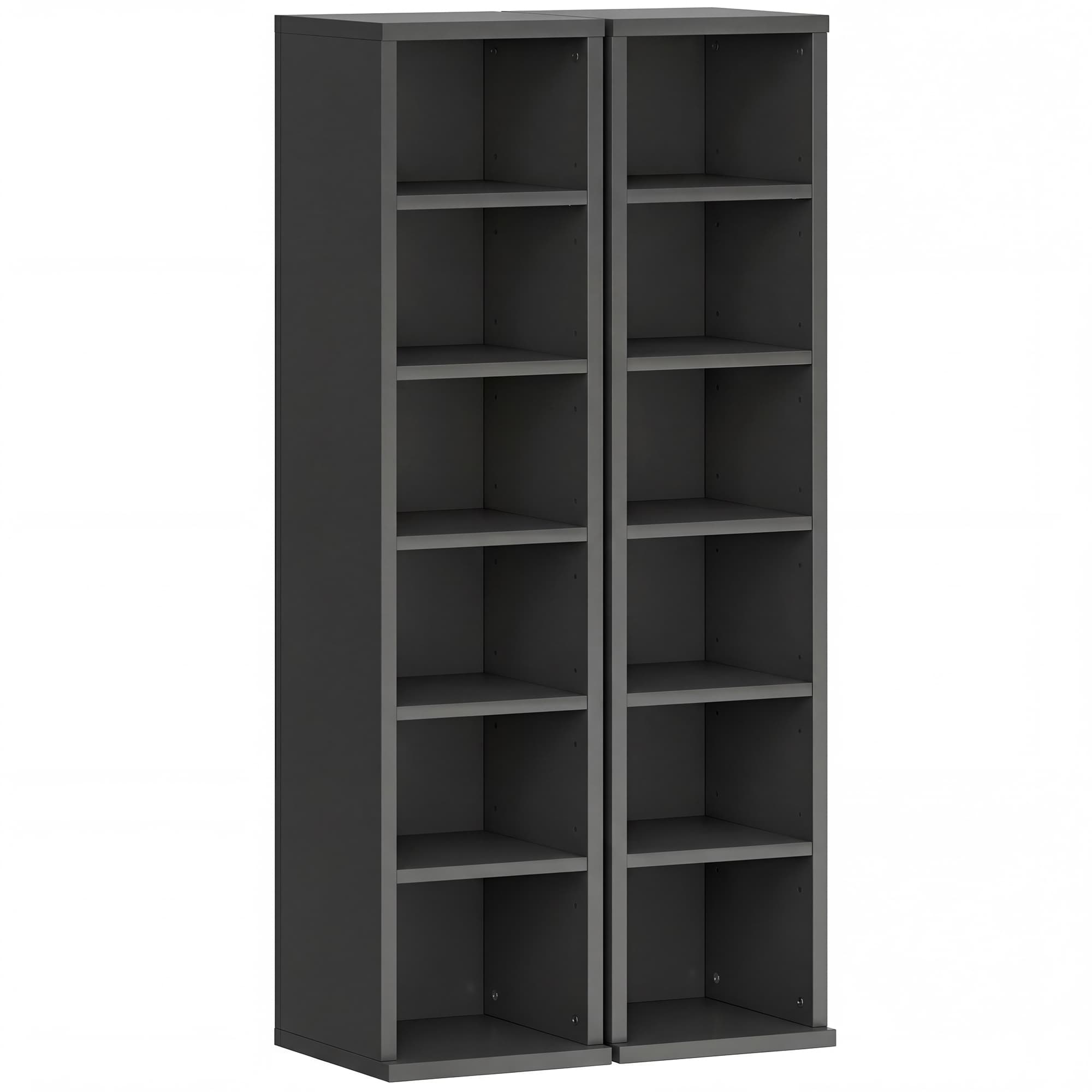 HOMCOM Set of 2 CD Media Display Shelf Unit Tower Rack with Adjustable Shelves, Black
