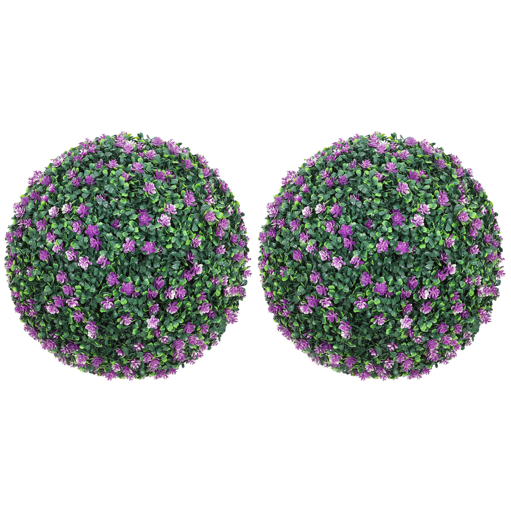 HOMCOM Set of Two Artificial Boxwood Balls Plants - Purple