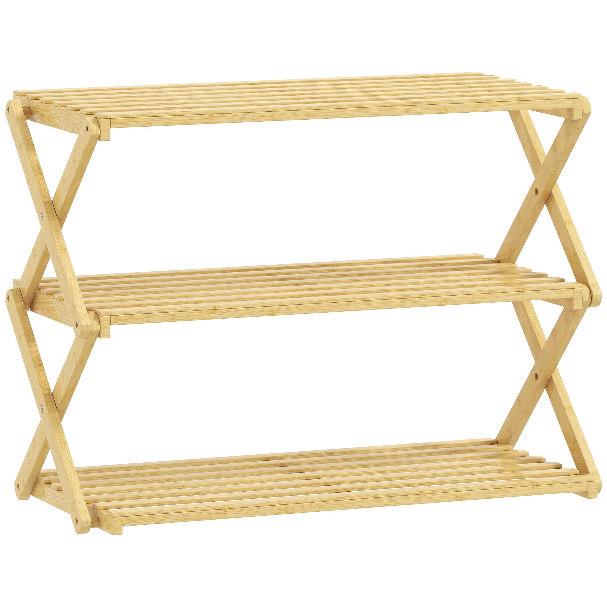 HOMCOM 5-Tier Bamboo Shoe Rack, No Assembly - Natural thumbnail 2