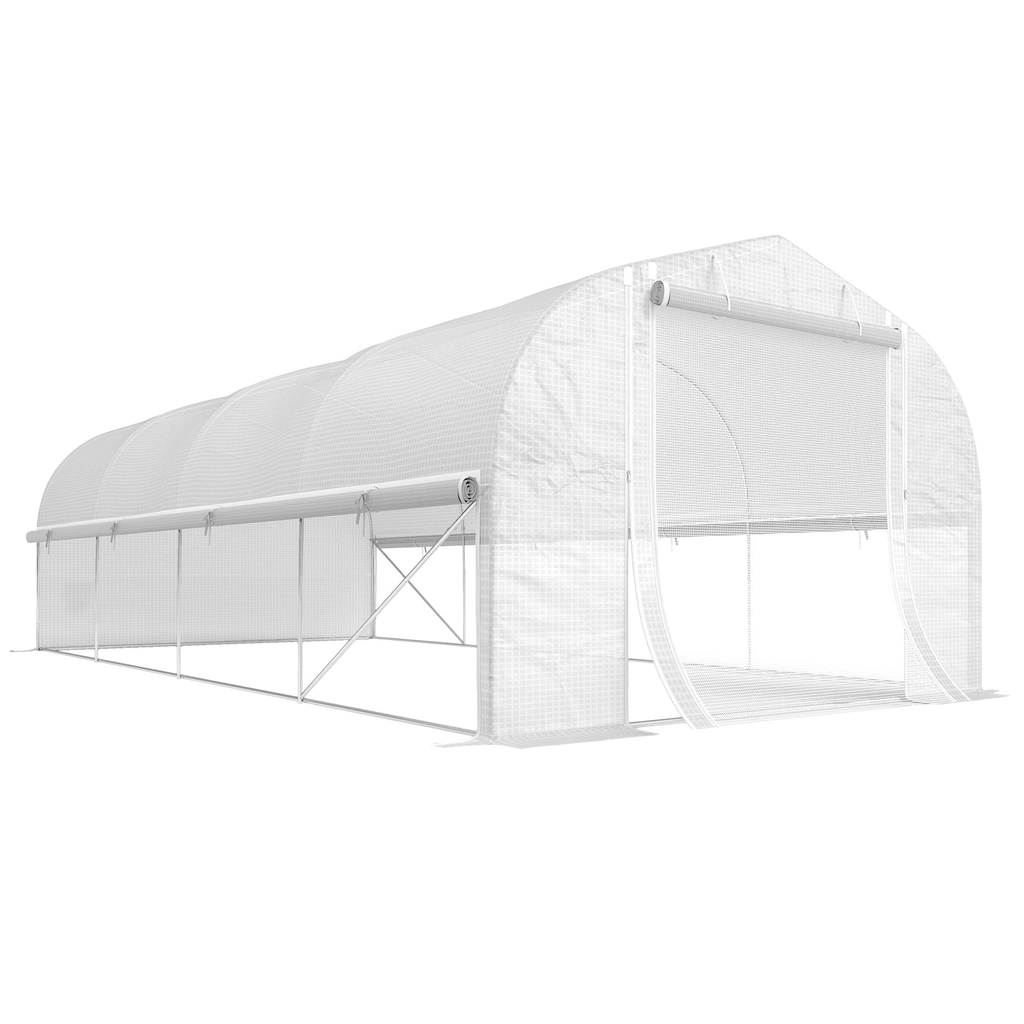 Outsunny Heavy Duty Polytunnel with Sidewalls, Door and 8 Windows, Complimentary Plant Labels and Gloves, White, 6 x 3 x 2m | Aosom UK