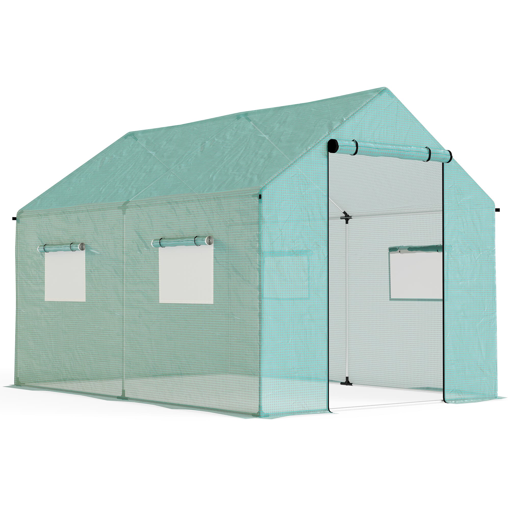 Outsunny Polyethylene Walk-in Polytunnel Greenhouse, 2 x 3(m), Green | Aosom UK