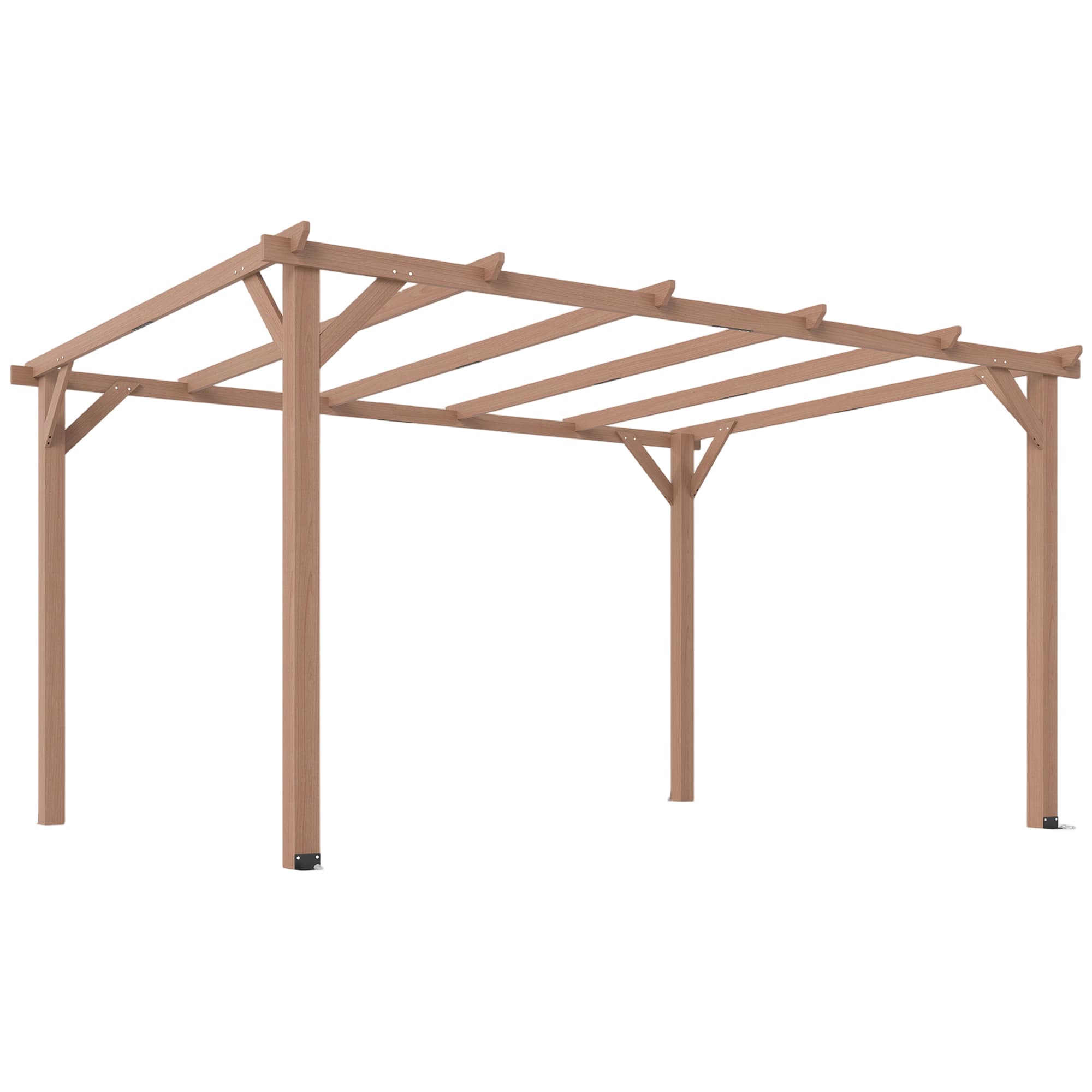 Outsunny 3 x 3 m Wooden Pergola Kit, Garden Pergola Gazebo Grape Trellis with Triangle Supports, 5 Beams, Maple Wood-effect thumbnail 2