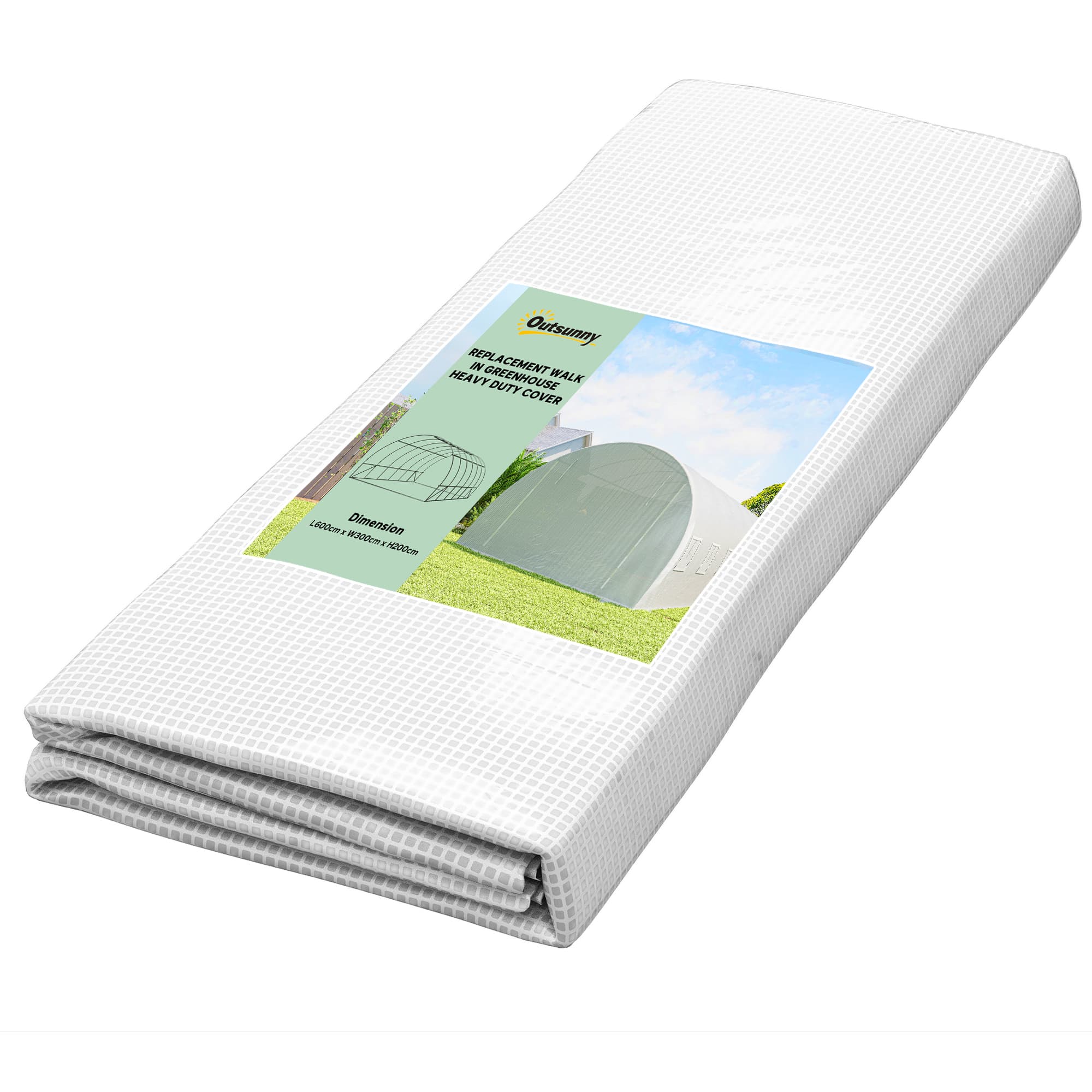 Outsunny Polytunnel Replacement Cover ONLY Winter PE Cover with Roll-up Windows Door Garden Plant, 6 x 3 x 2m White | Aosom UK