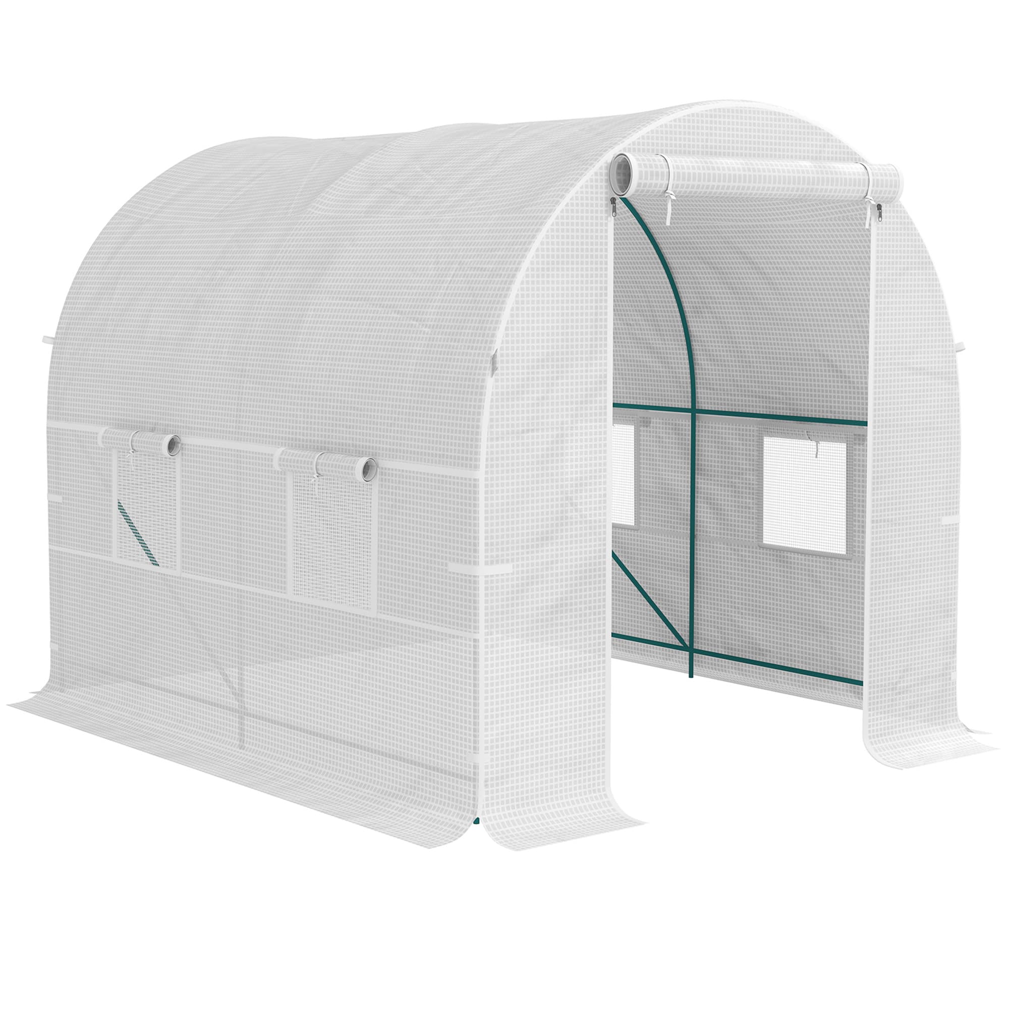 Outsunny Heavy Duty Polytunnel, Walk in Polytunnel Greenhouse with Door & Windows, Galvanised Steel Frame, 200W x 245D x 198H cm | Aosom UK